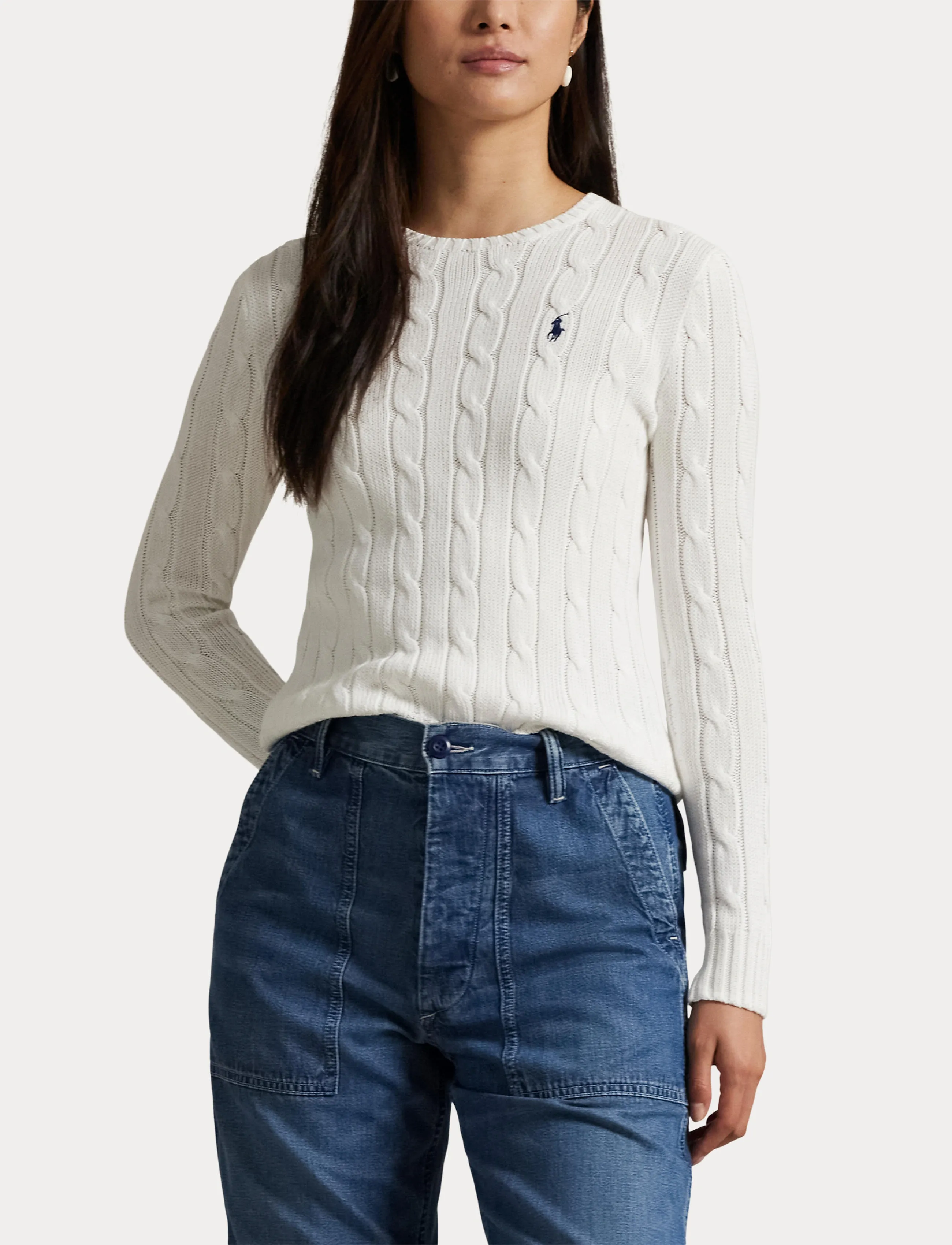 Polo Ralph Lauren - Cable-Knit Cotton Crewneck Sweater - pulls - white - 5
