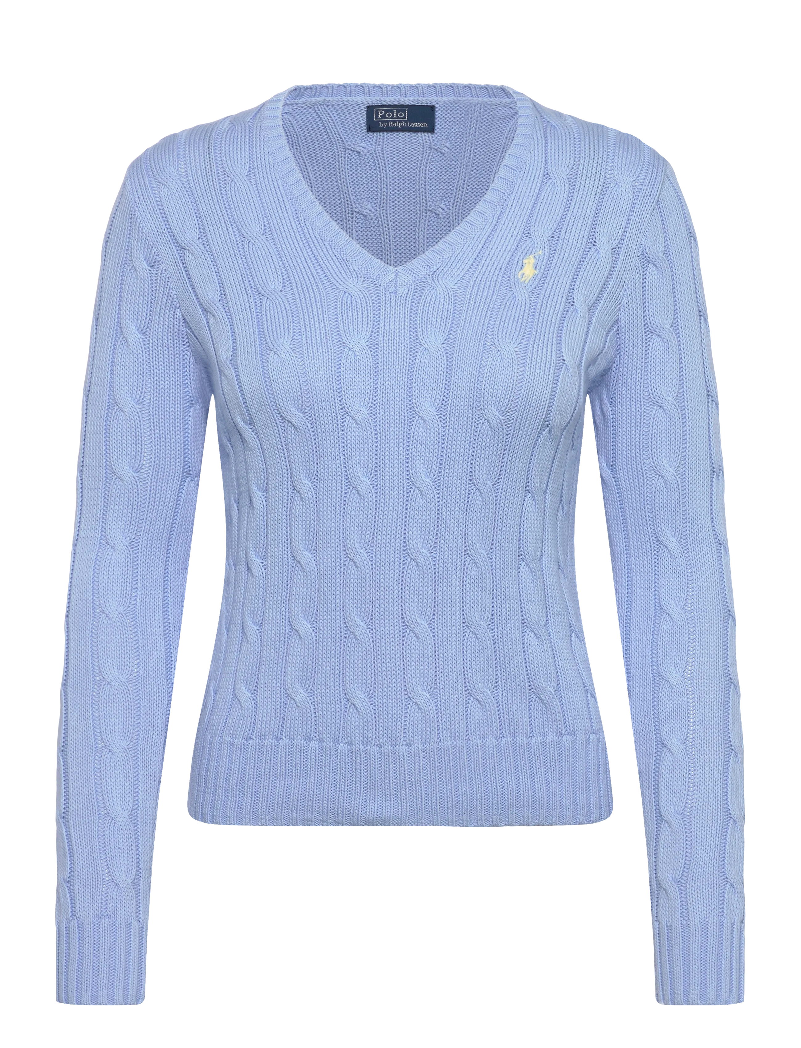Polo Ralph Lauren Cable-Knit Cotton V-Neck Sweater - Pullover - BABY BLUE / blue