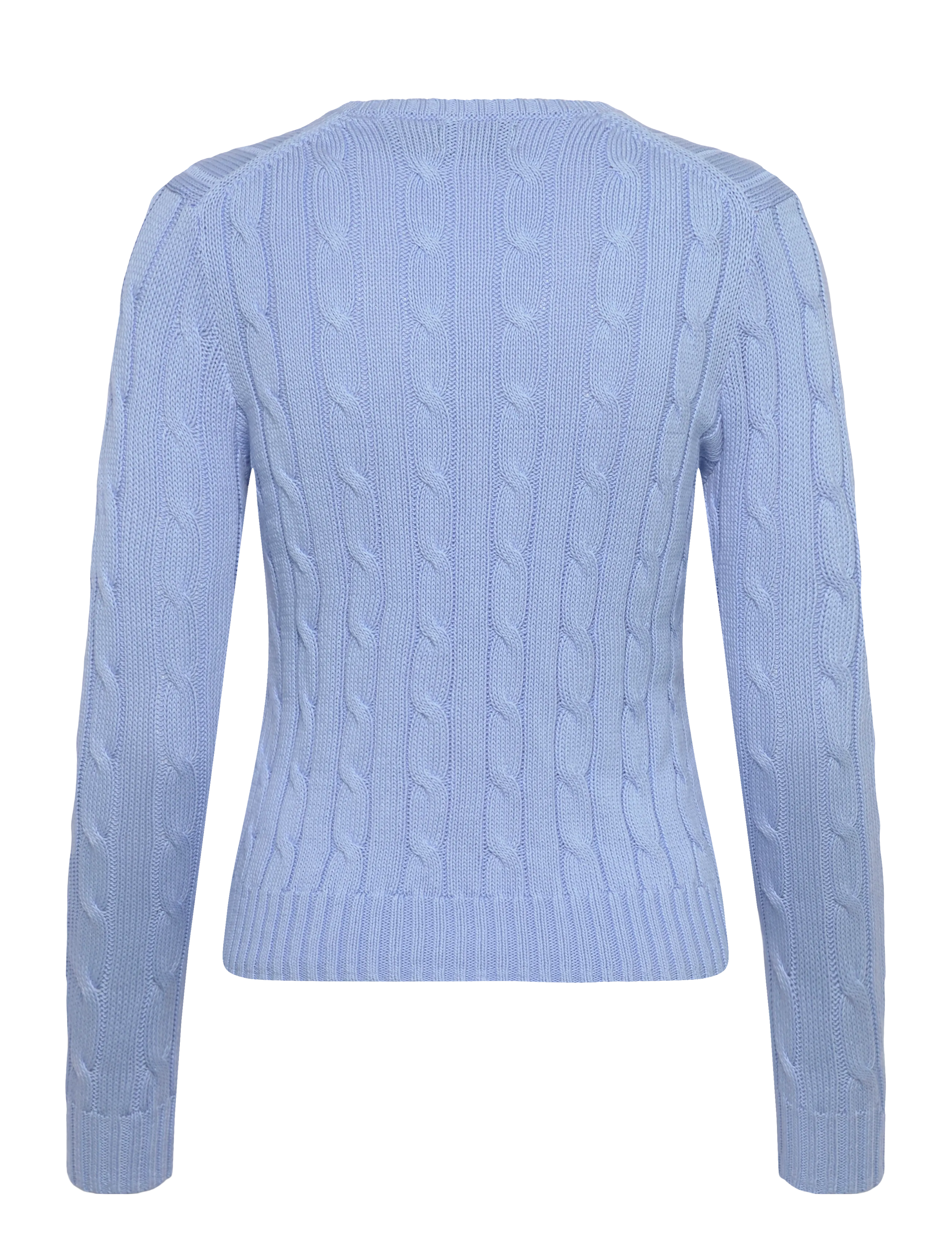 Polo Ralph Lauren - Cable-Knit Cotton V-Neck Sweater - pulls - baby blue - 1