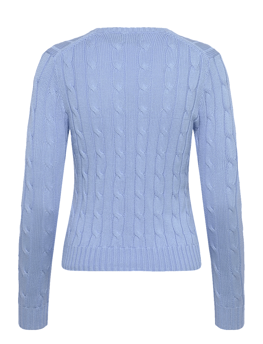 Polo Ralph Lauren - Cable-Knit Cotton V-Neck Sweater - pulls - baby blue - 1
