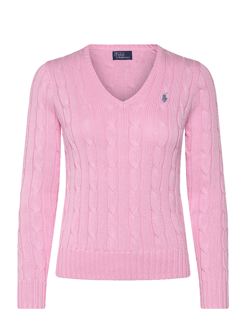 Polo Ralph Lauren - Cable-Knit Cotton V-Neck Sweater - sweaters - carmel pink - 0