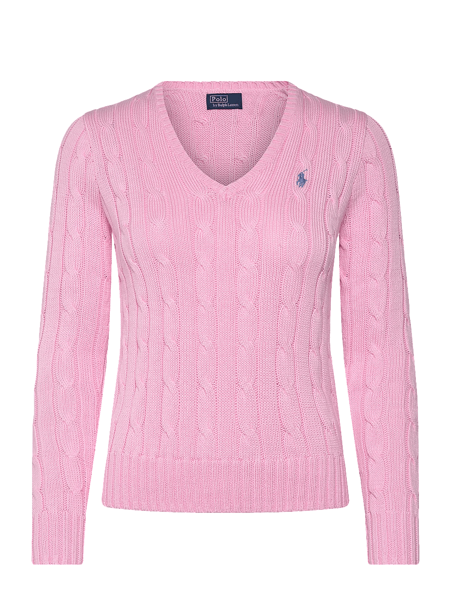 Polo Ralph Lauren - Cable-Knit Cotton V-Neck Sweater - trøjer - carmel pink - 1