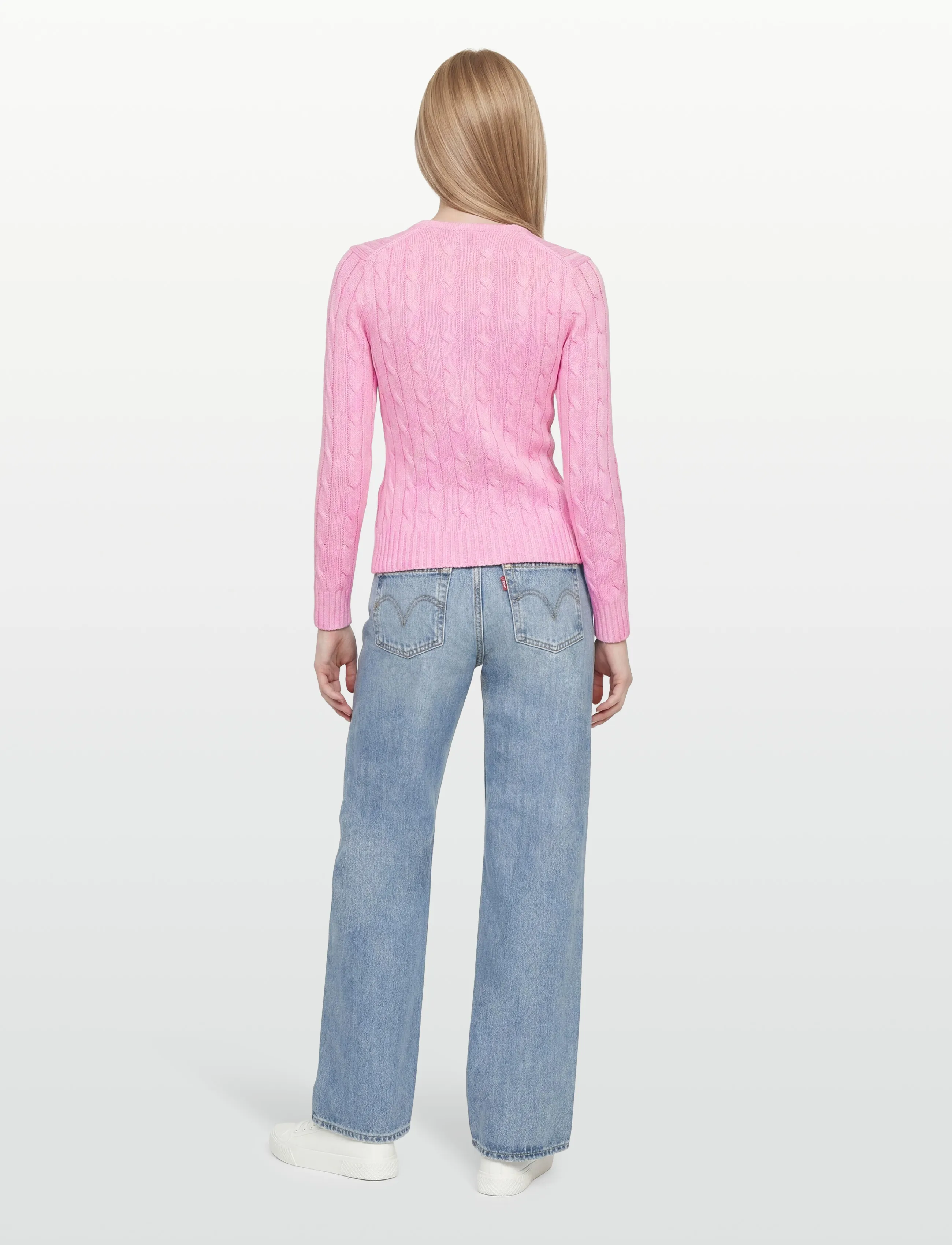 Polo Ralph Lauren - Cable-Knit Cotton V-Neck Sweater - trøjer - carmel pink - 4