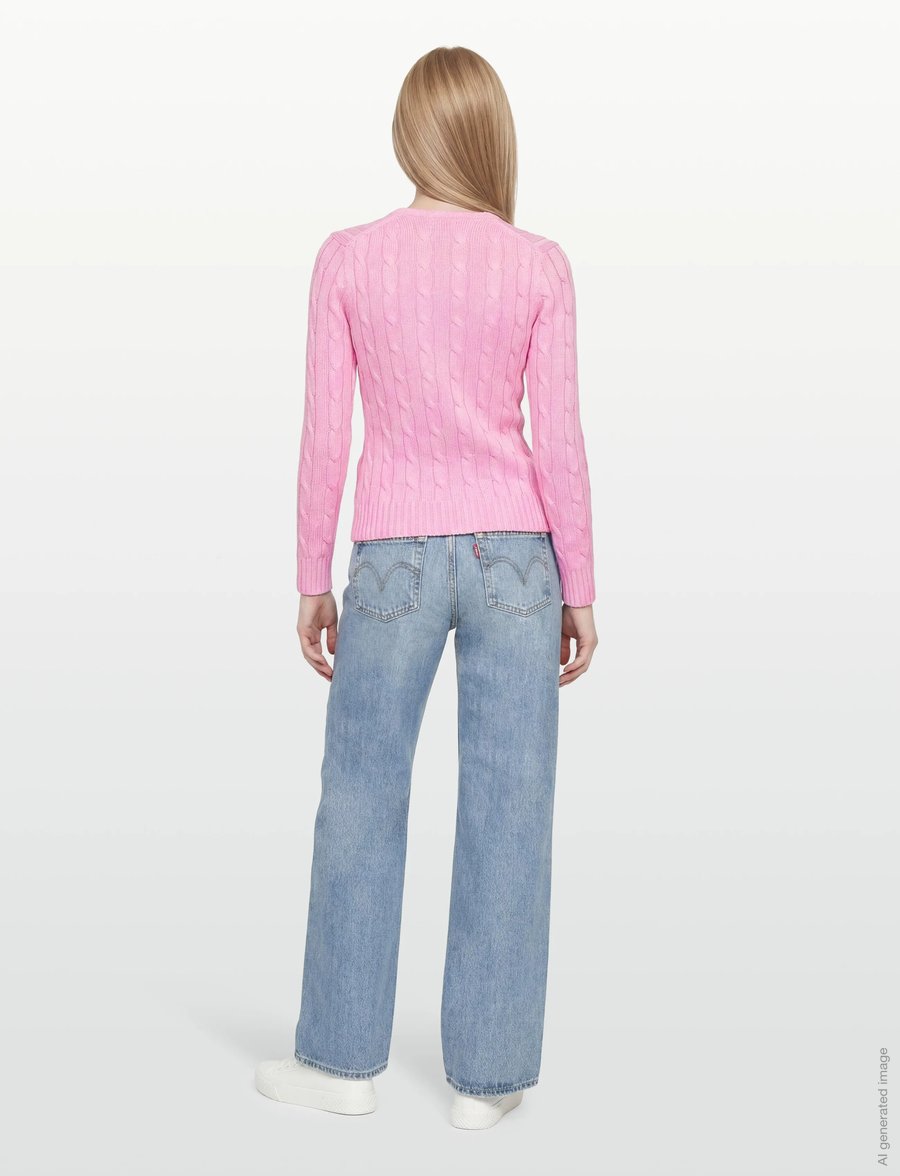 Polo Ralph Lauren - Cable-Knit Cotton V-Neck Sweater - trøjer - carmel pink - 4