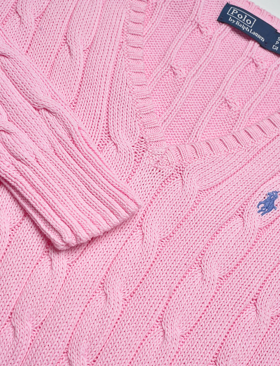 Polo Ralph Lauren - Cable-Knit Cotton V-Neck Sweater - trøjer - carmel pink - 5