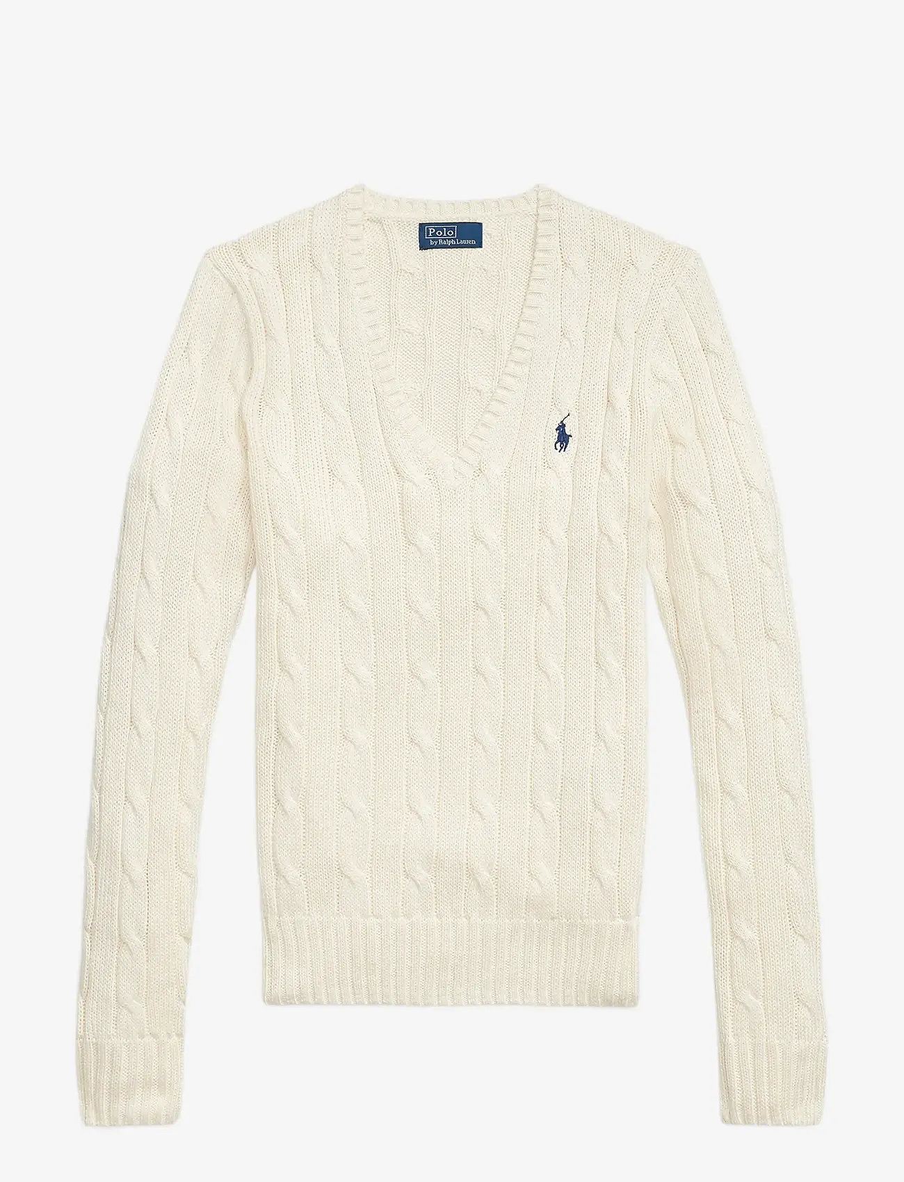 Polo Ralph Lauren - Cable-Knit Cotton V-Neck Sweater - sviitrid - cream - 1