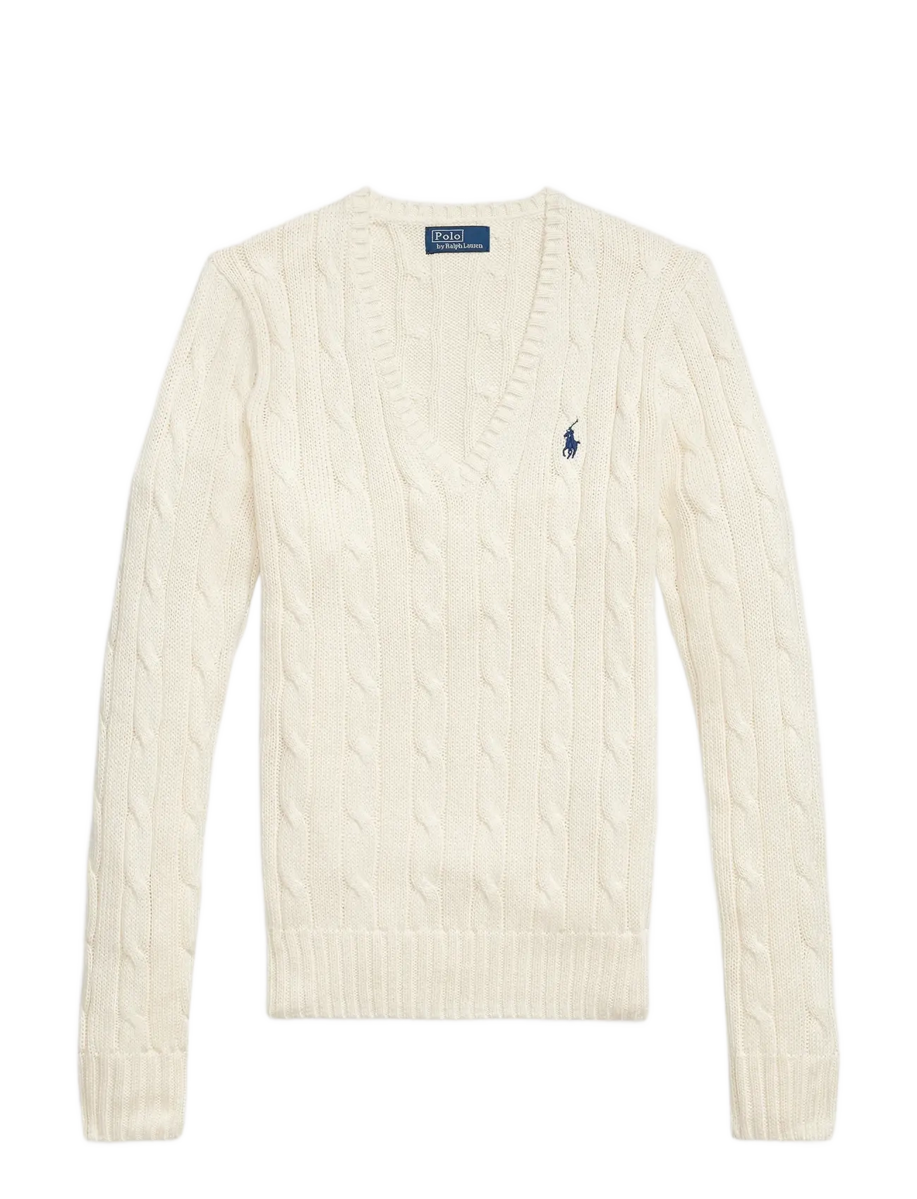 Polo Ralph Lauren Cable-Knit Cotton V-Neck Sweater - Striktrøjer - CREAM / cream