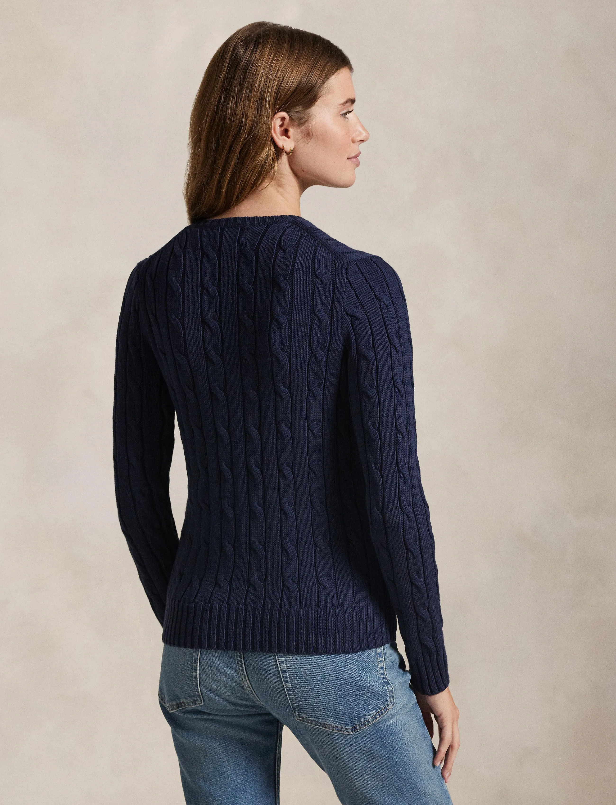 Polo Ralph Lauren - Cable-Knit Cotton V-Neck Sweater - pulls - hunter navy - 2