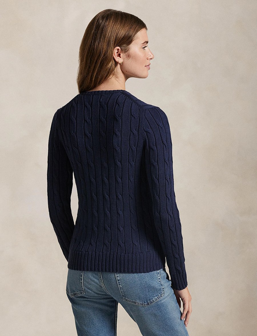 Polo Ralph Lauren - Cable-Knit Cotton V-Neck Sweater - pulls - hunter navy - 2