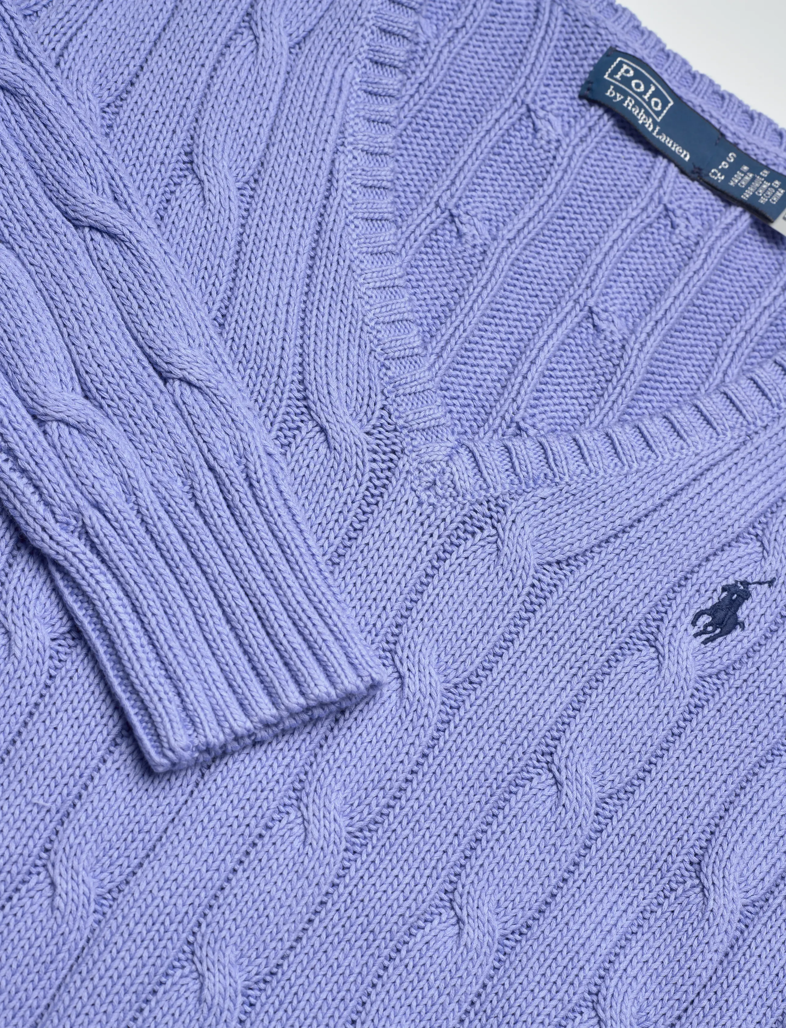 Polo Ralph Lauren - Cable-Knit Cotton V-Neck Sweater - trøjer - new litchfield bl - 2