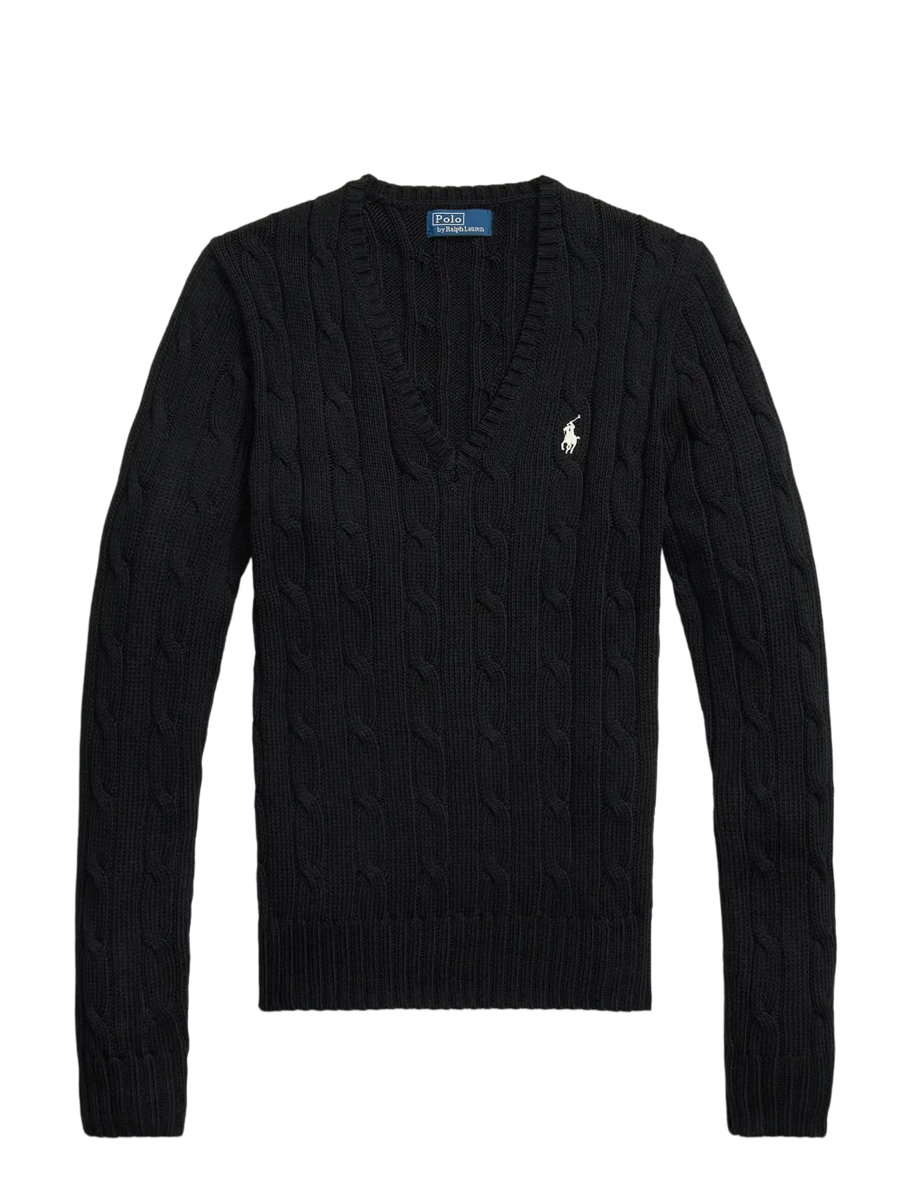Polo Ralph Lauren Cable-Knit Cotton V-Neck Sweater - Pullover - POLO BLACK/WHITE / black
