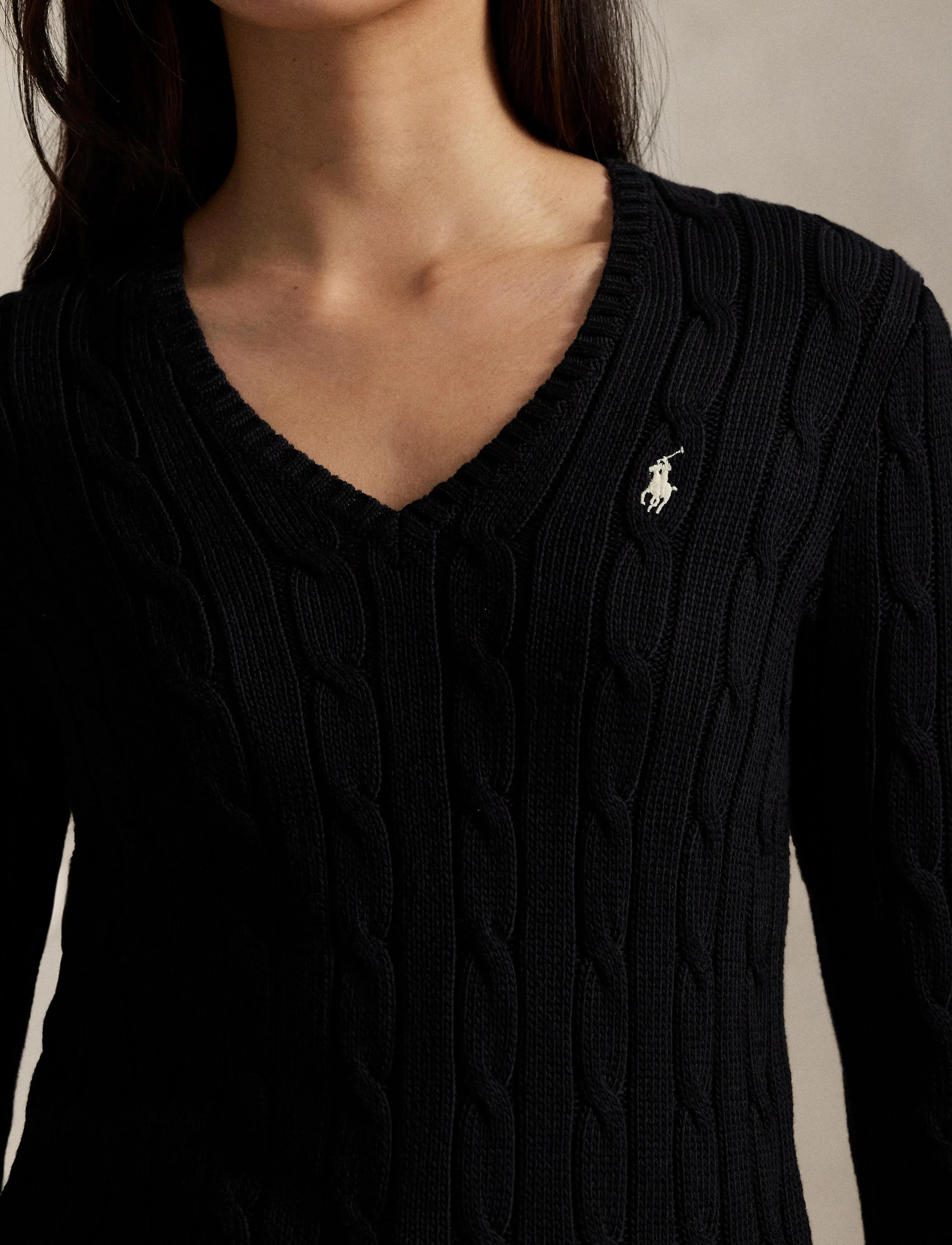 Polo Ralph Lauren Cable-Knit Cotton V-Neck Sweater stickade tröjor dam – bild 7