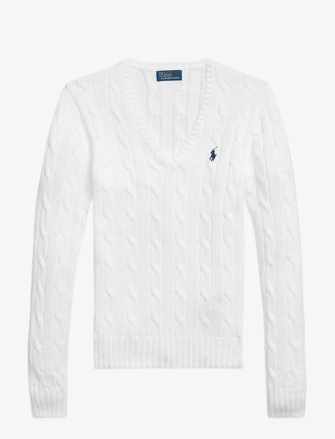 Polo Ralph Lauren - Cable-Knit Cotton V-Neck Sweater - tröjor - white - 1