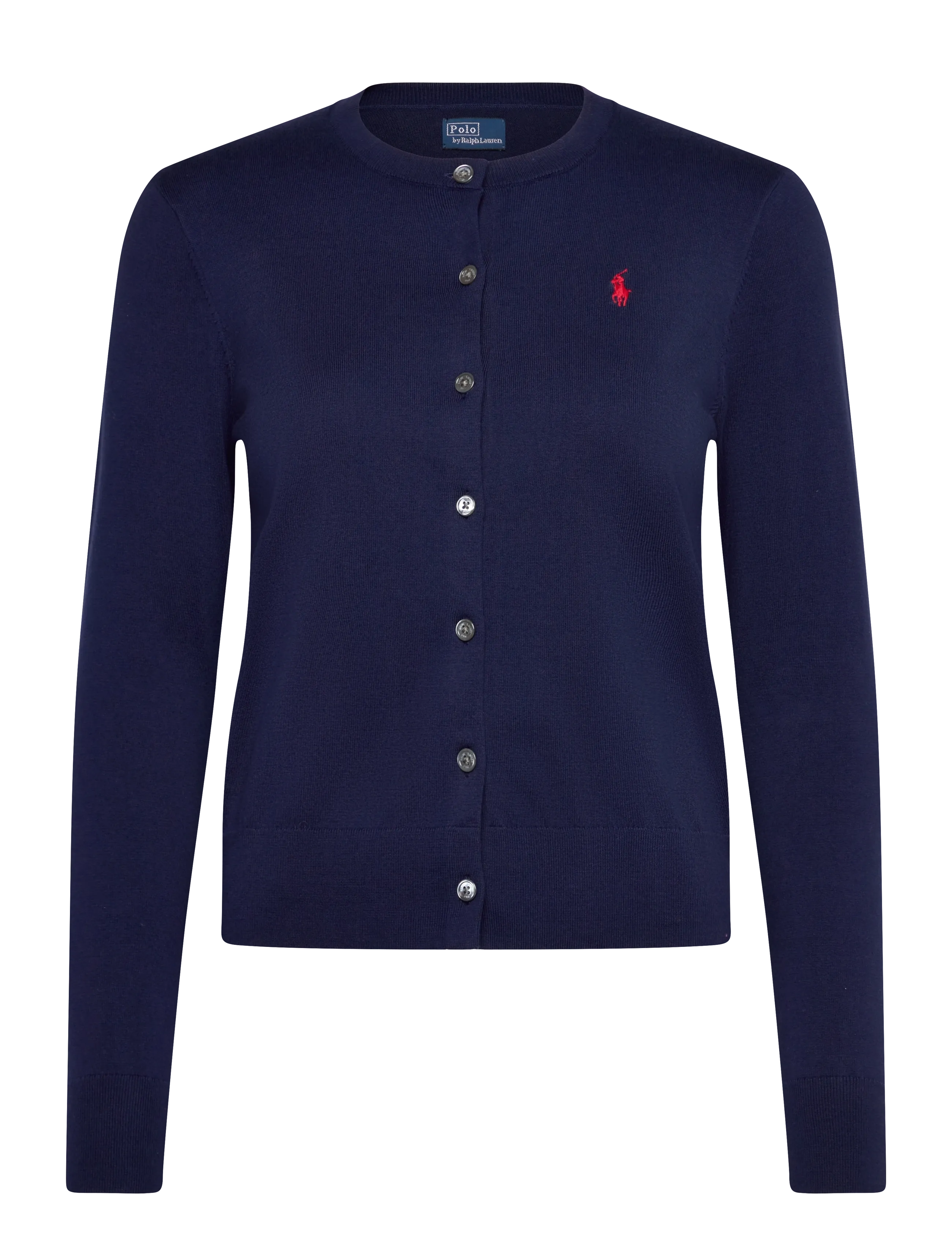 Cotton Crewneck Cardigan - BRIGHT NAVY