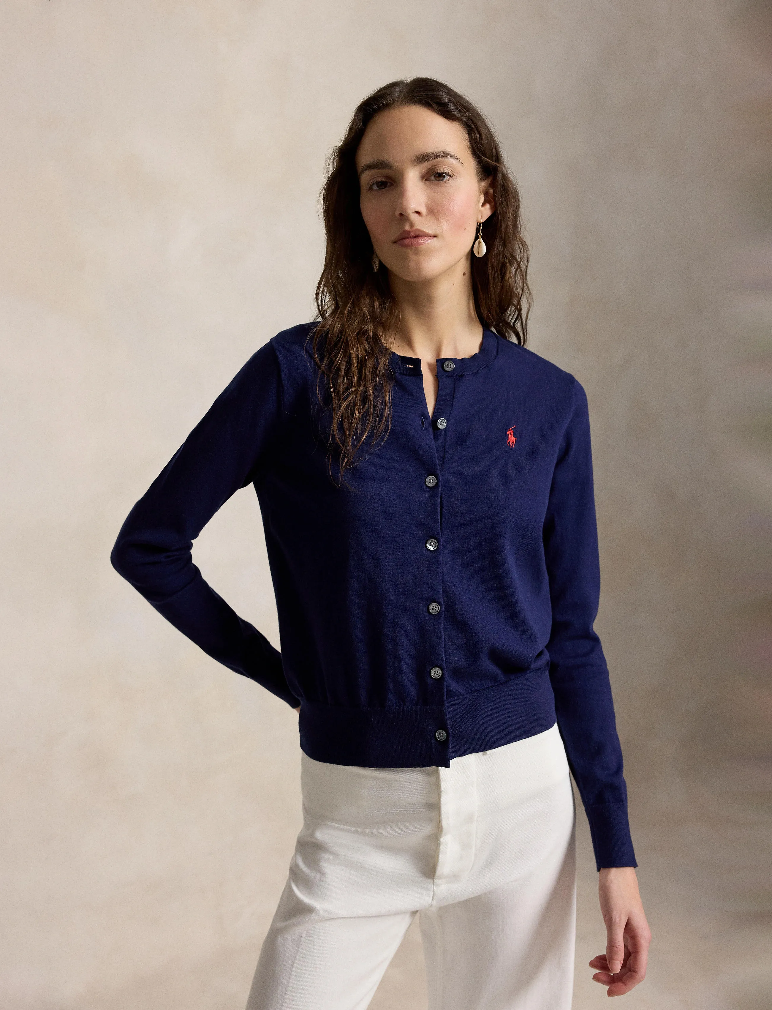 Polo Ralph Lauren Cotton Crewneck Cardigan - Ralph Lauren - BRIGHT NAVY / navy