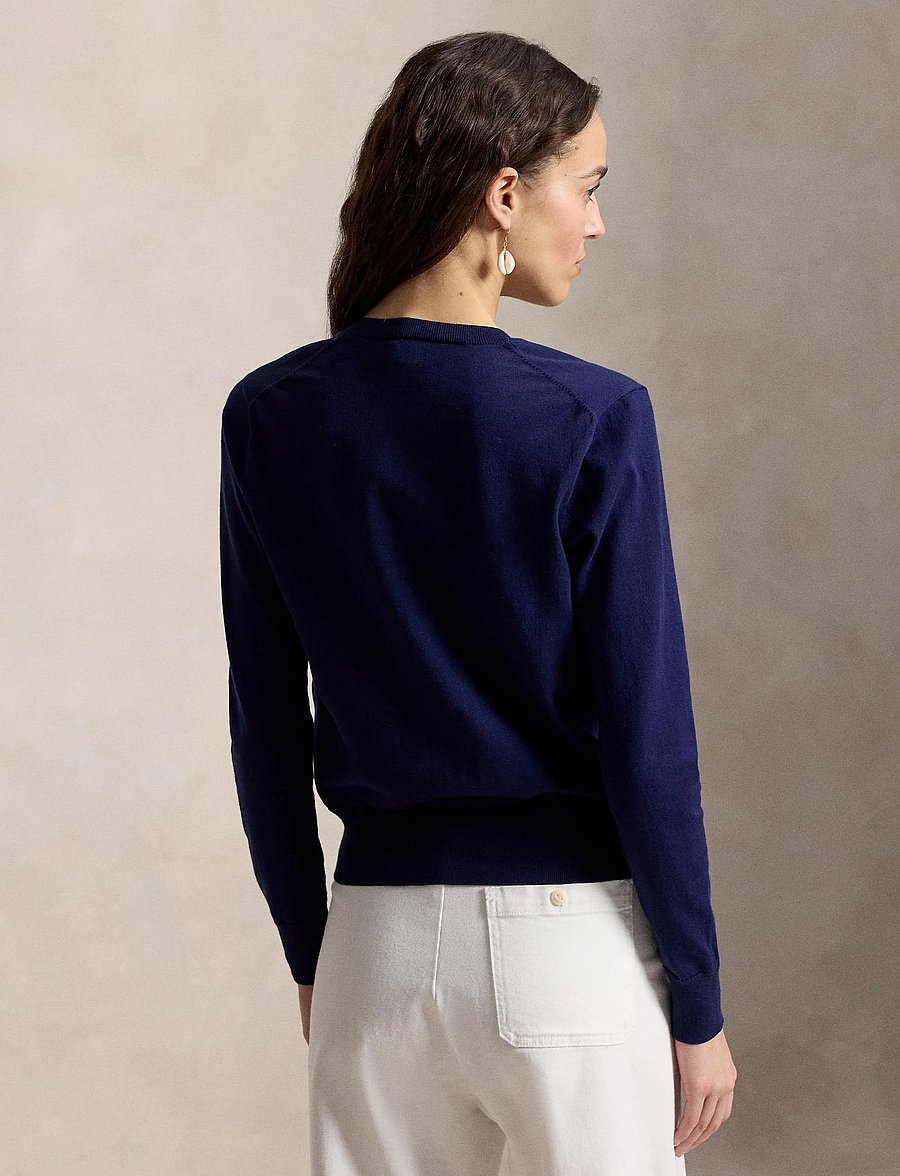 Polo Ralph Lauren - Cotton Crewneck Cardigan - cardigans - bright navy - 3