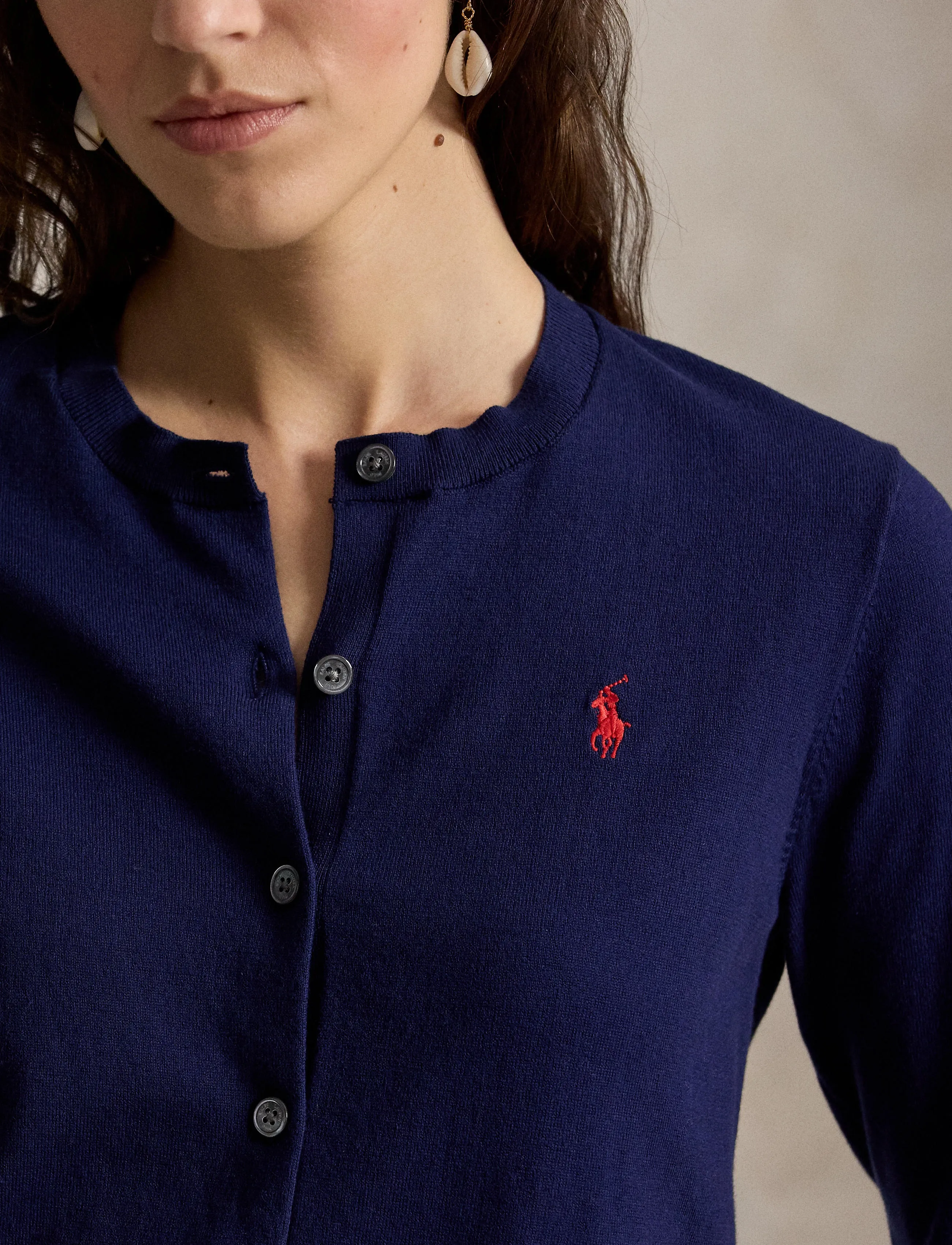 Polo Ralph Lauren - Cotton Crewneck Cardigan - cardigans - bright navy - 4