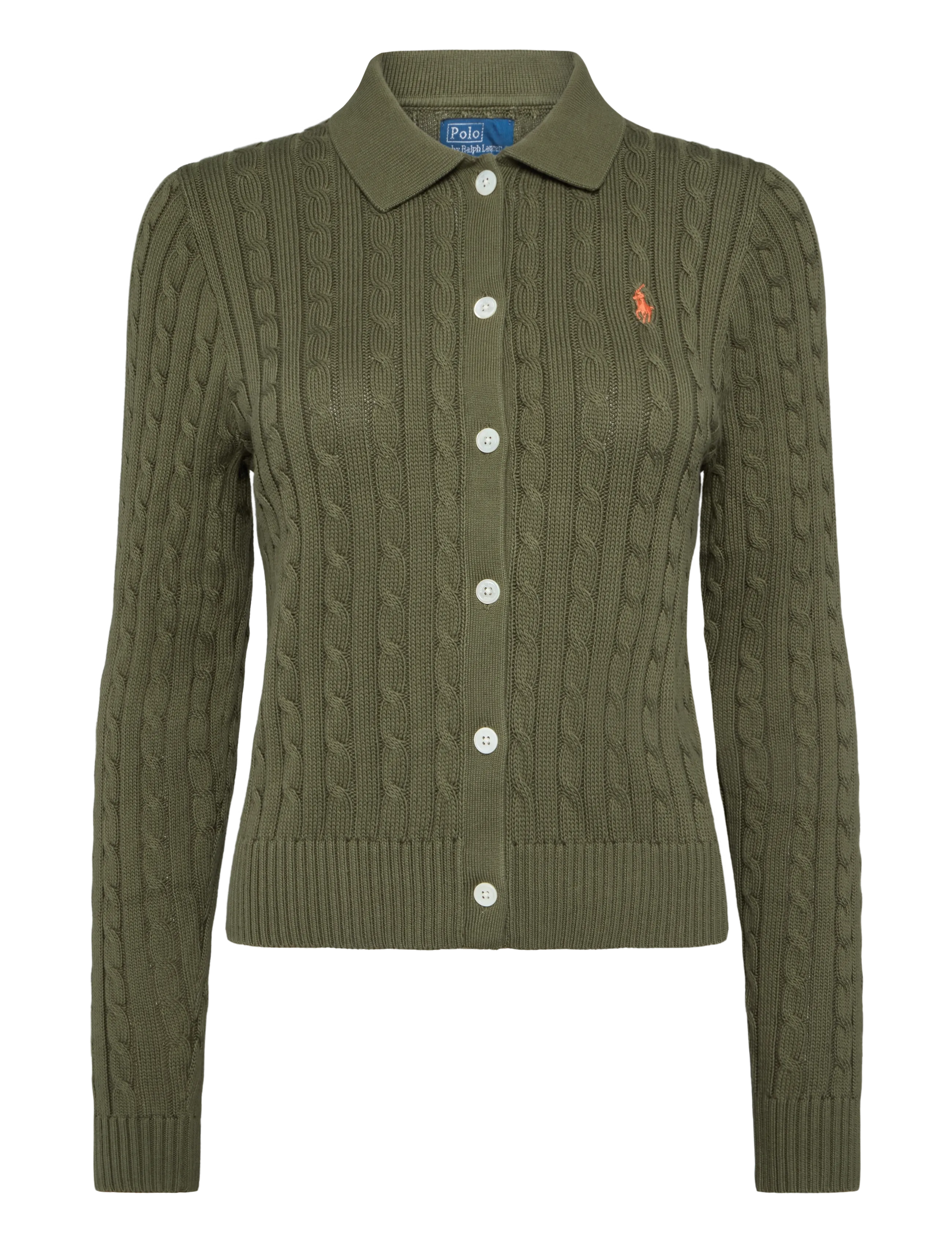 Polo Ralph Lauren - Cable-Knit Cotton Cardigan - cardigans - dense olive - 1