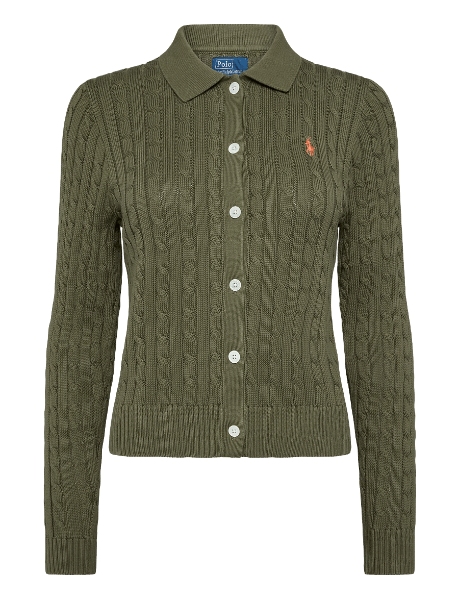 Polo Ralph Lauren - Cable-Knit Cotton Cardigan - cardigans - dense olive - 1
