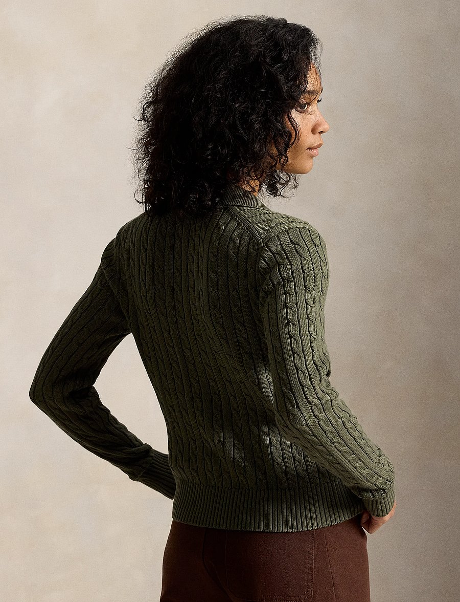 Polo Ralph Lauren - Cable-Knit Cotton Cardigan - cardigans - dense olive - 3