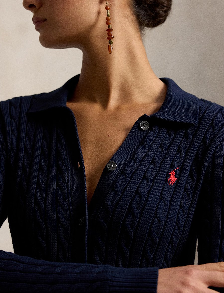 Polo Ralph Lauren - Cable-Knit Cotton Cardigan - kardiganid - hunter navy - 4