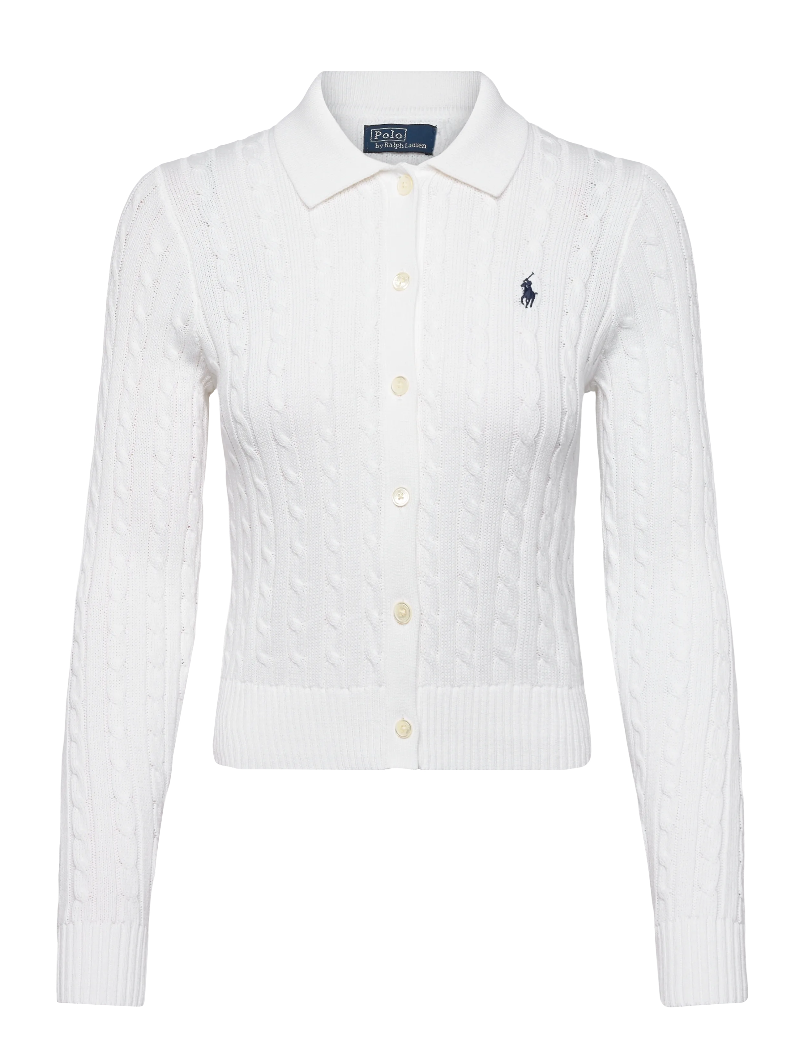 Cable-Knit Cotton Cardigan - WHITE