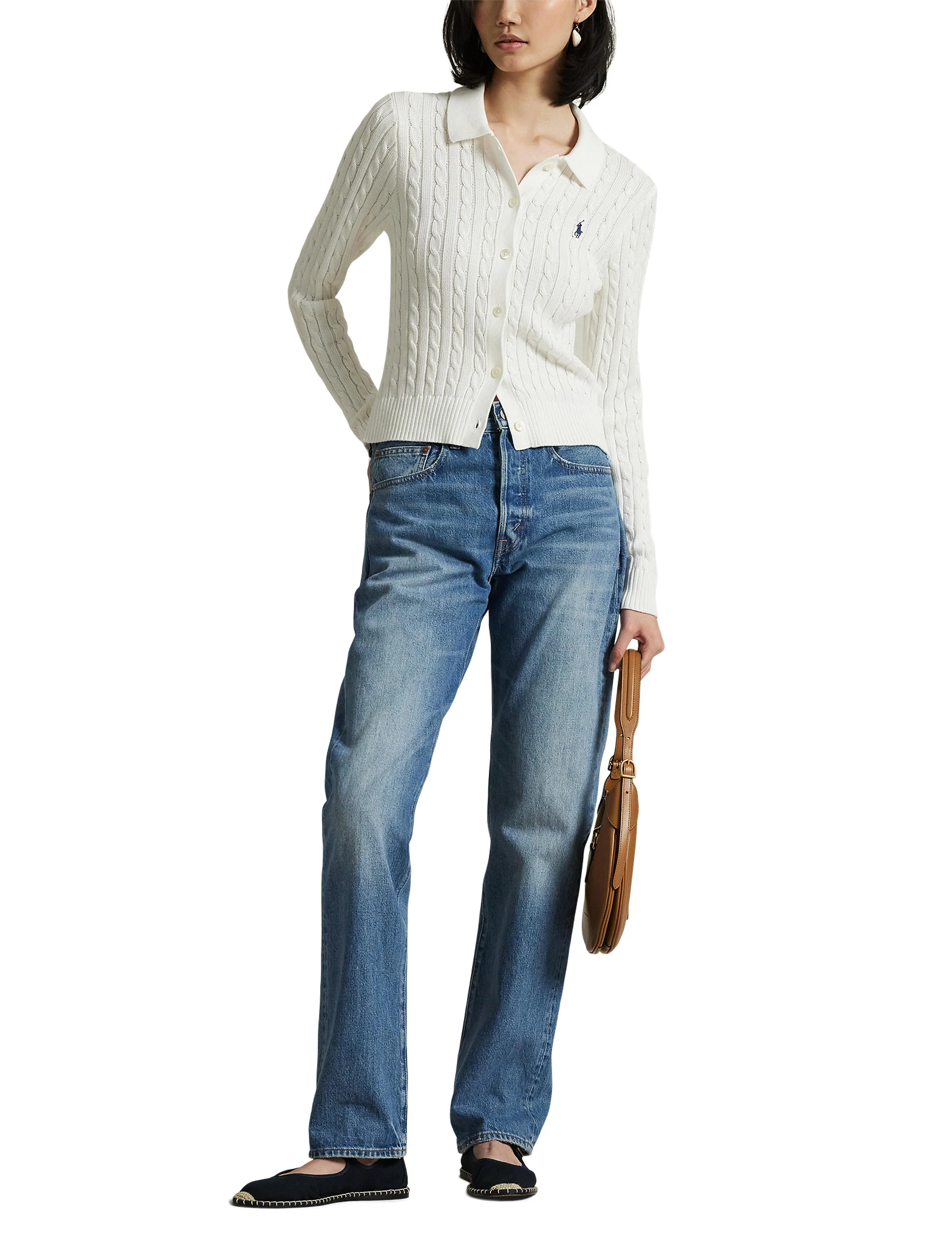 Polo Ralph Lauren Cable-Knit Cotton Cardigan - Naistele - WHITE / white