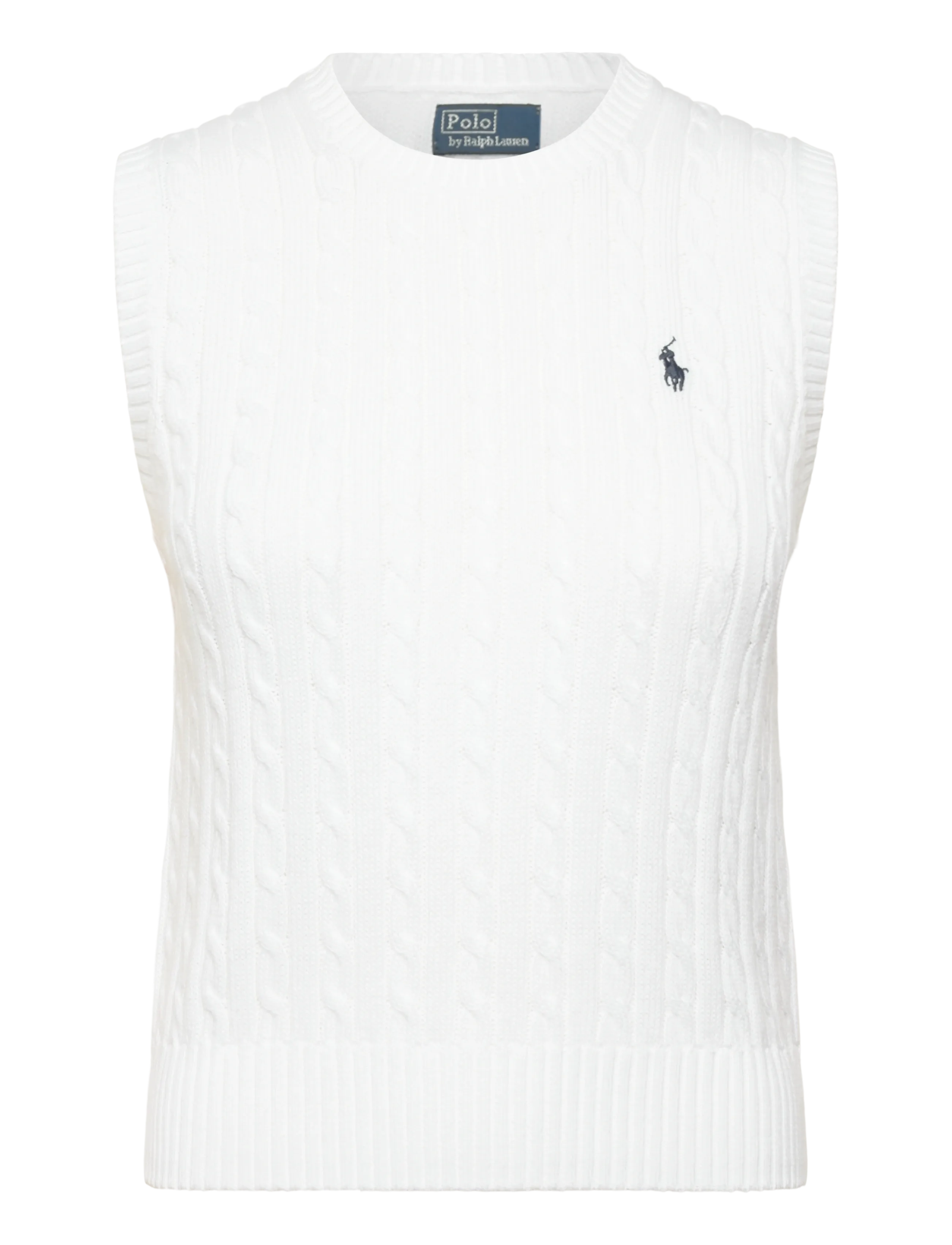 Polo Ralph Lauren Cable-Knit Cotton Sweater Vest - Strikveste - WHITE / white