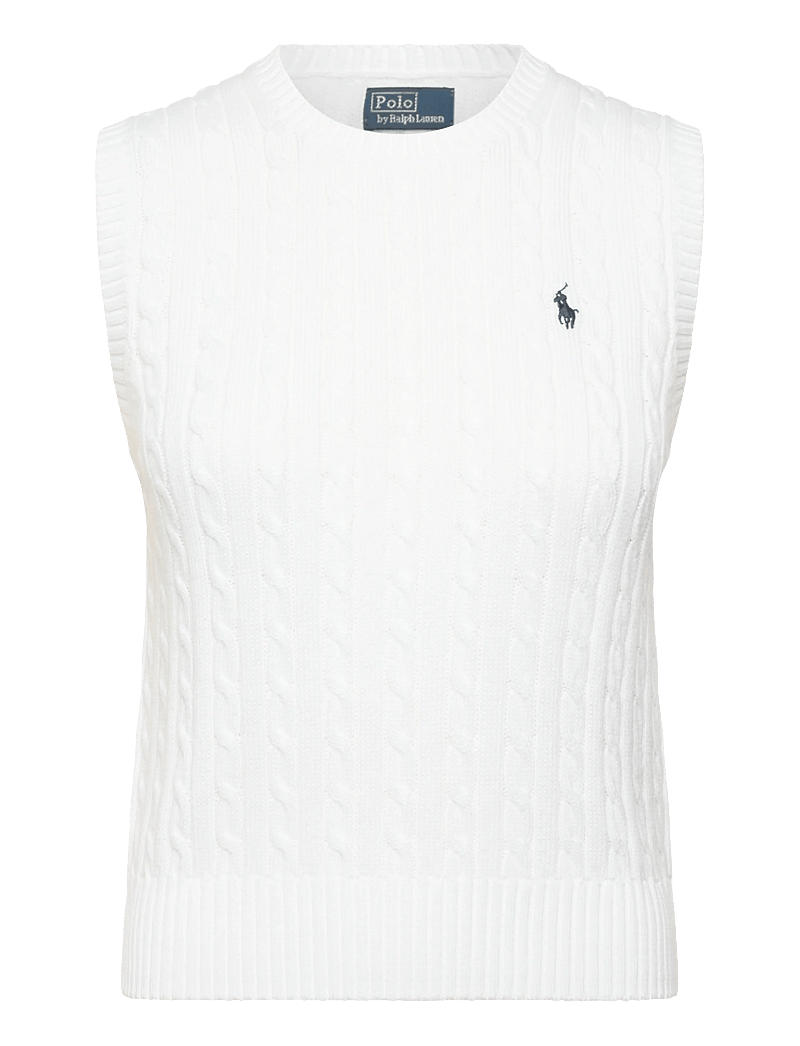 Polo Ralph Lauren - Cable-Knit Cotton Sweater Vest - strikveste - white - 1