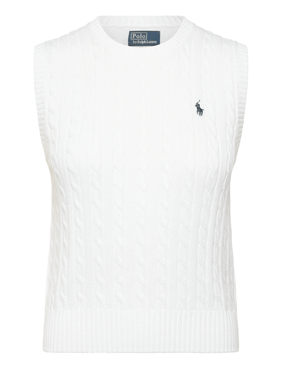 Polo Ralph Lauren - Cable-Knit Cotton Sweater Vest - knitted vests - white - 1