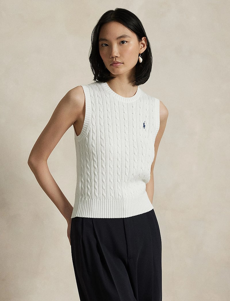 Polo Ralph Lauren - Cable-Knit Cotton Sweater Vest - strikveste - white - 3