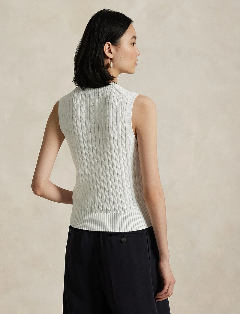 Polo Ralph Lauren - Cable-Knit Cotton Sweater Vest - strikveste - white - 5