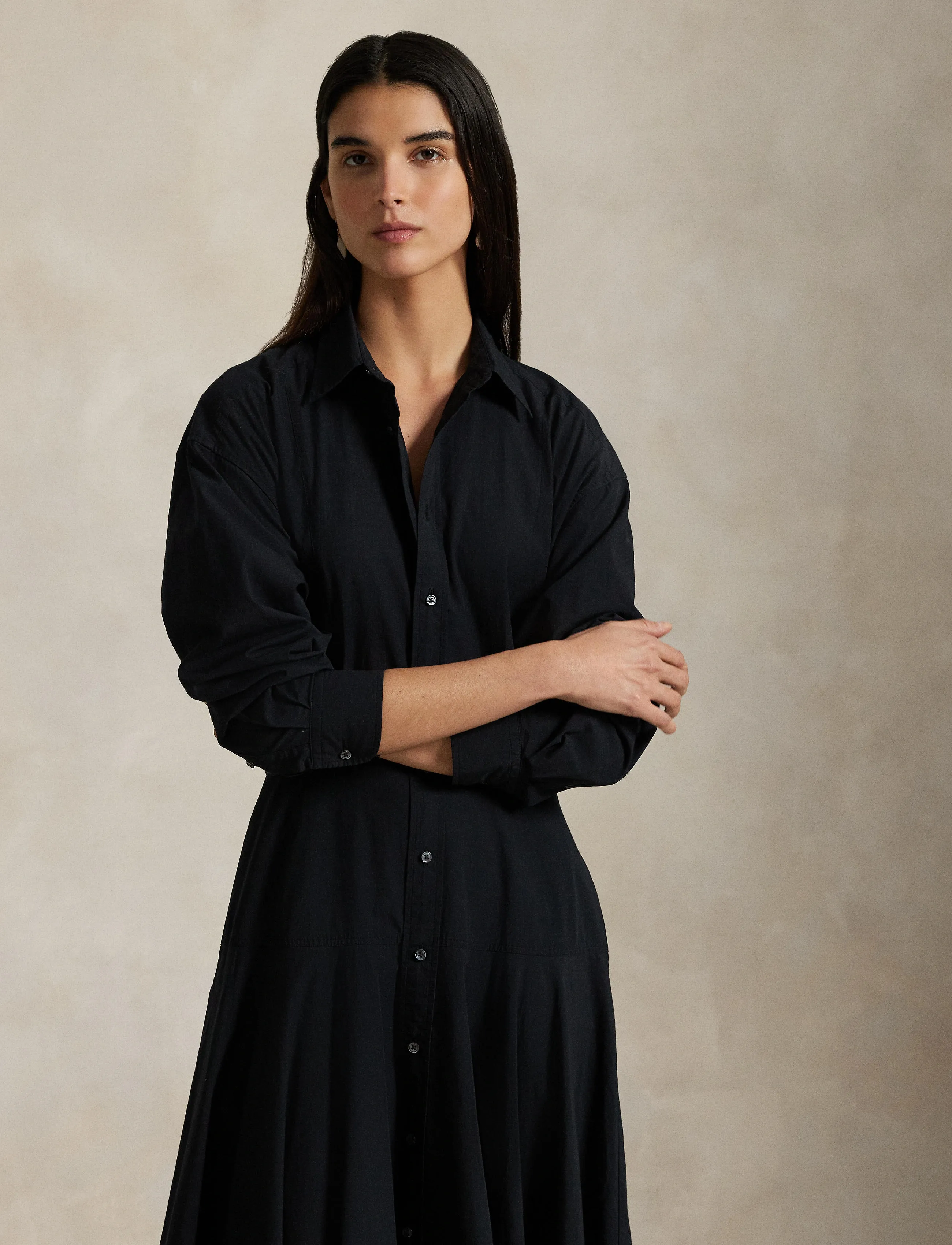 Polo Ralph Lauren Paneled Cotton Canvas Shirtdress - Tøj - POLO BLACK / black