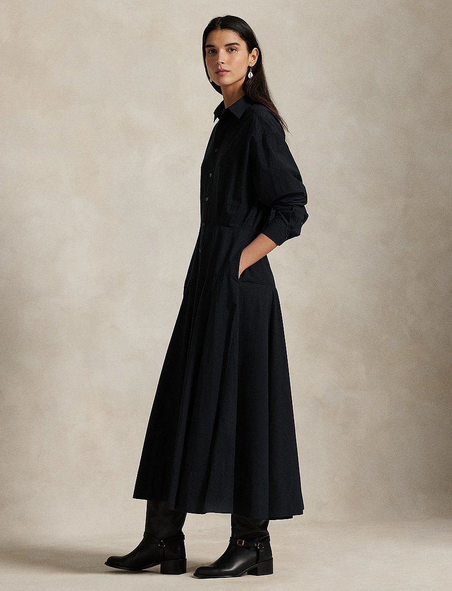 Polo Ralph Lauren - Paneled Cotton Canvas Shirtdress - robes chemises - polo black - 3