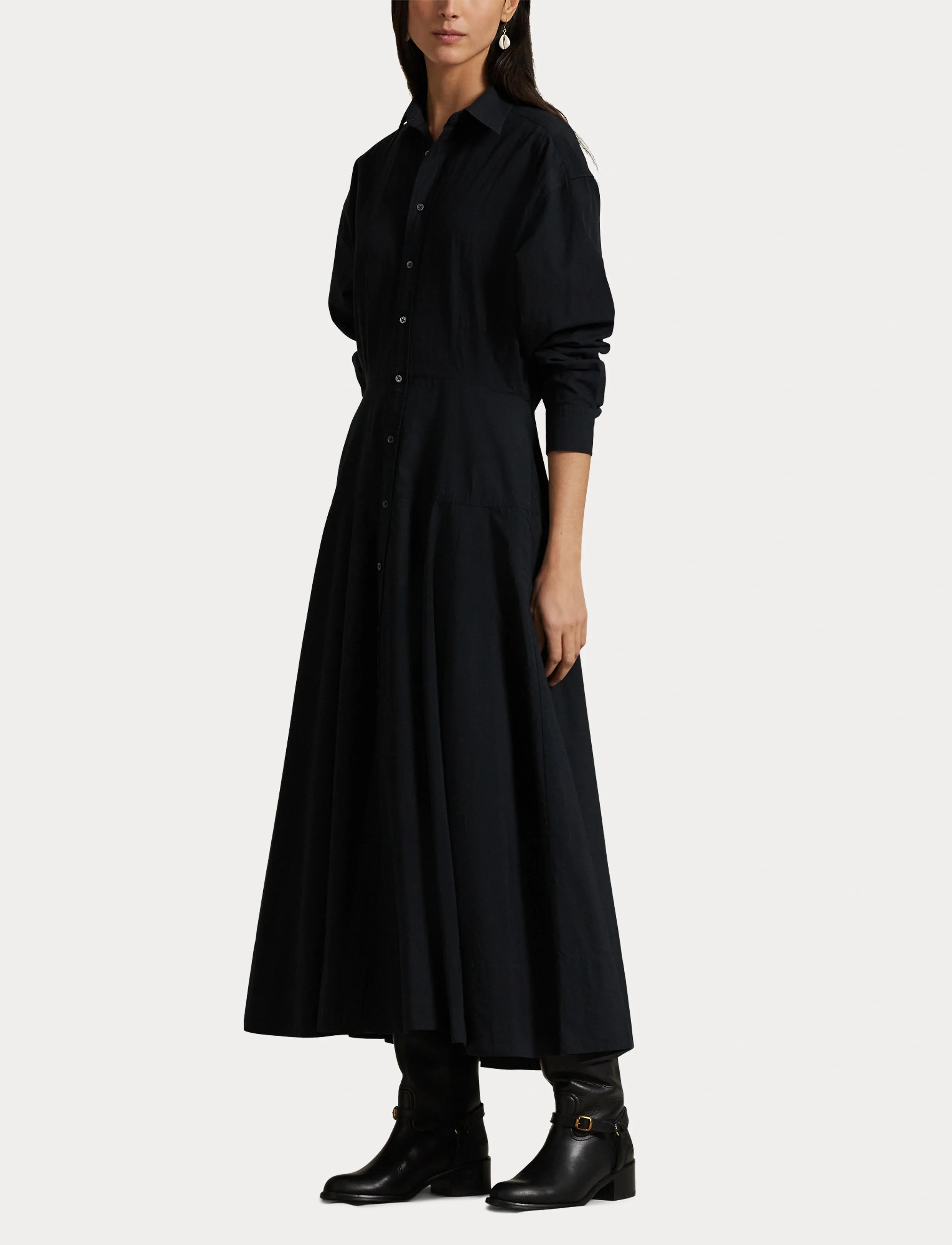 Polo Ralph Lauren - Paneled Cotton Canvas Shirtdress - robes chemises - polo black - 4