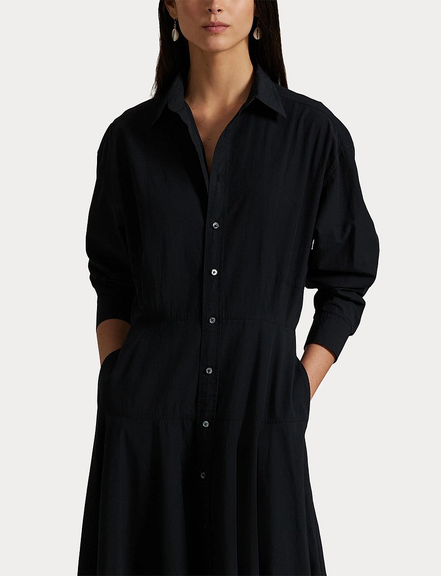 Polo Ralph Lauren - Paneled Cotton Canvas Shirtdress - robes chemises - polo black - 5