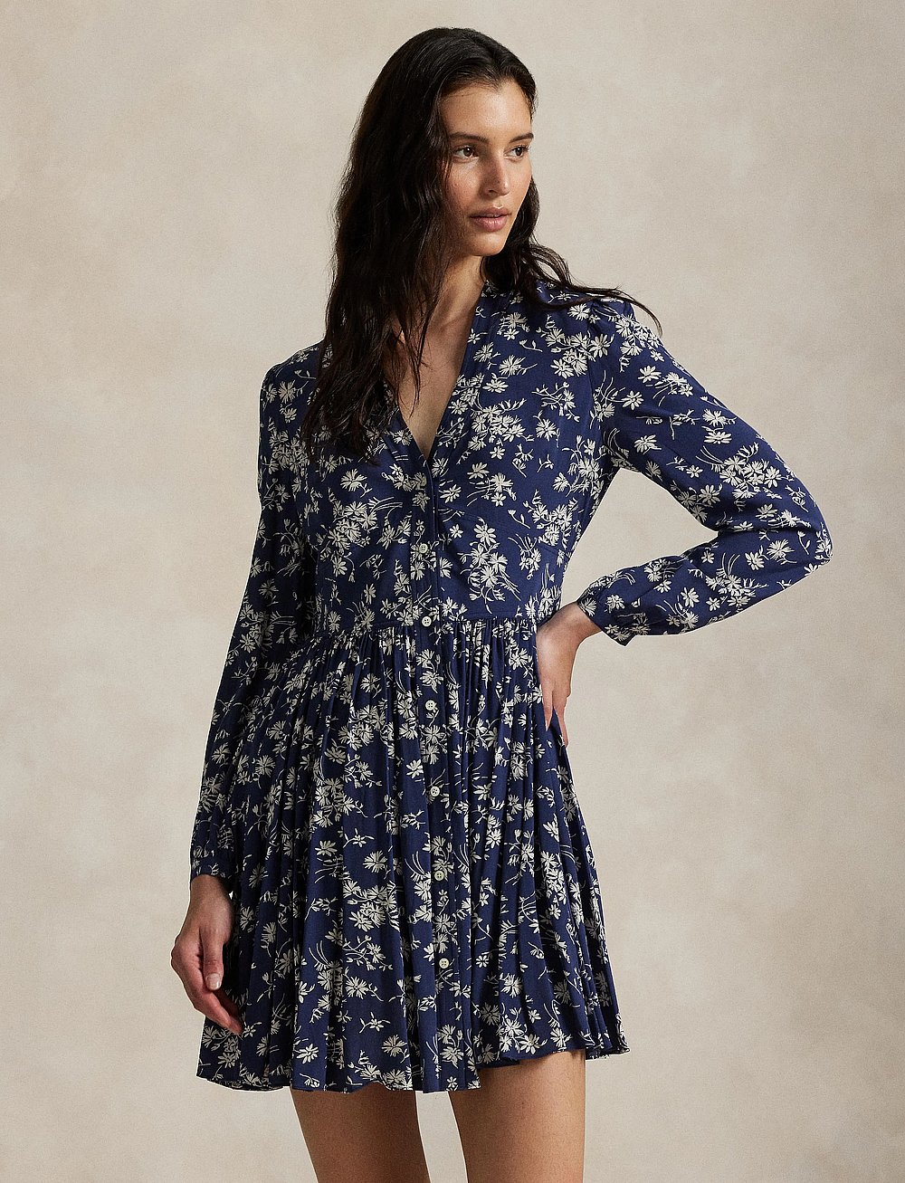 Daisy Ralph Polo Ralph Lauren Floral Buttoned Crepe Dress (PRW211972064) - Kurze ...
