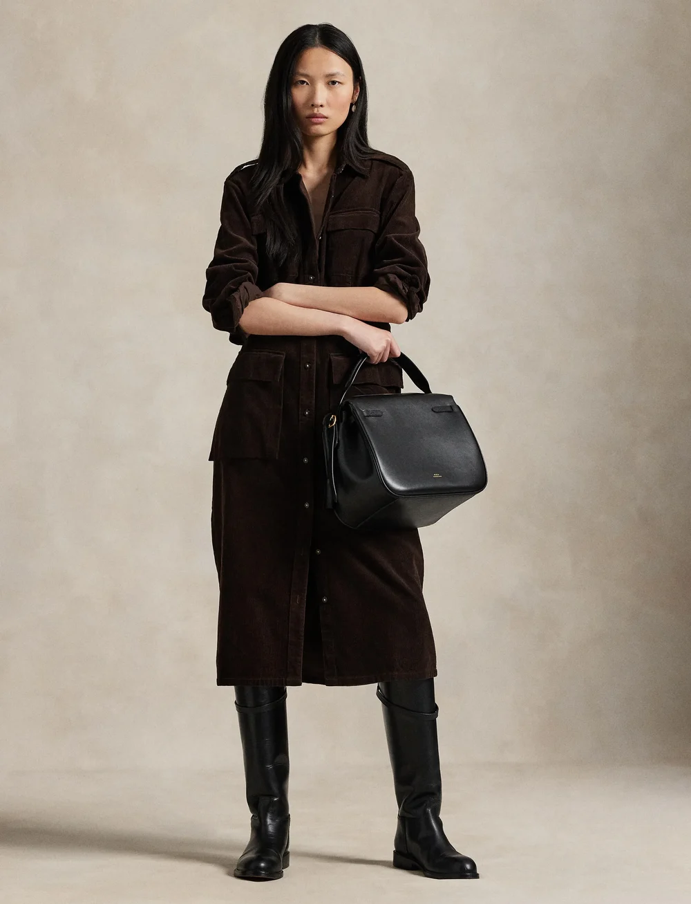 Polo Ralph Lauren - Cotton Corduroy Shirtdress - skjortekjoler - dark beech - 3