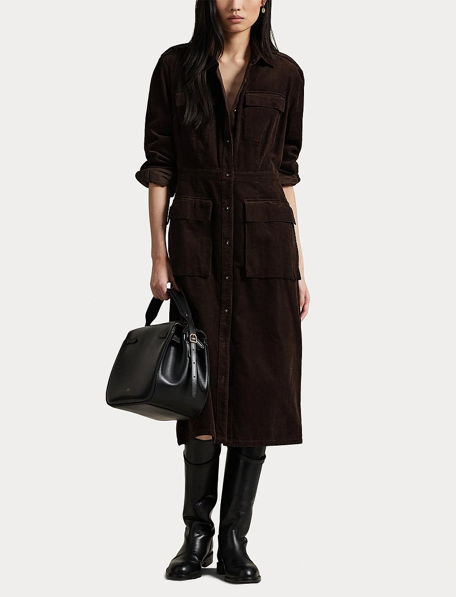 Polo Ralph Lauren - Cotton Corduroy Shirtdress - dark beech - 4