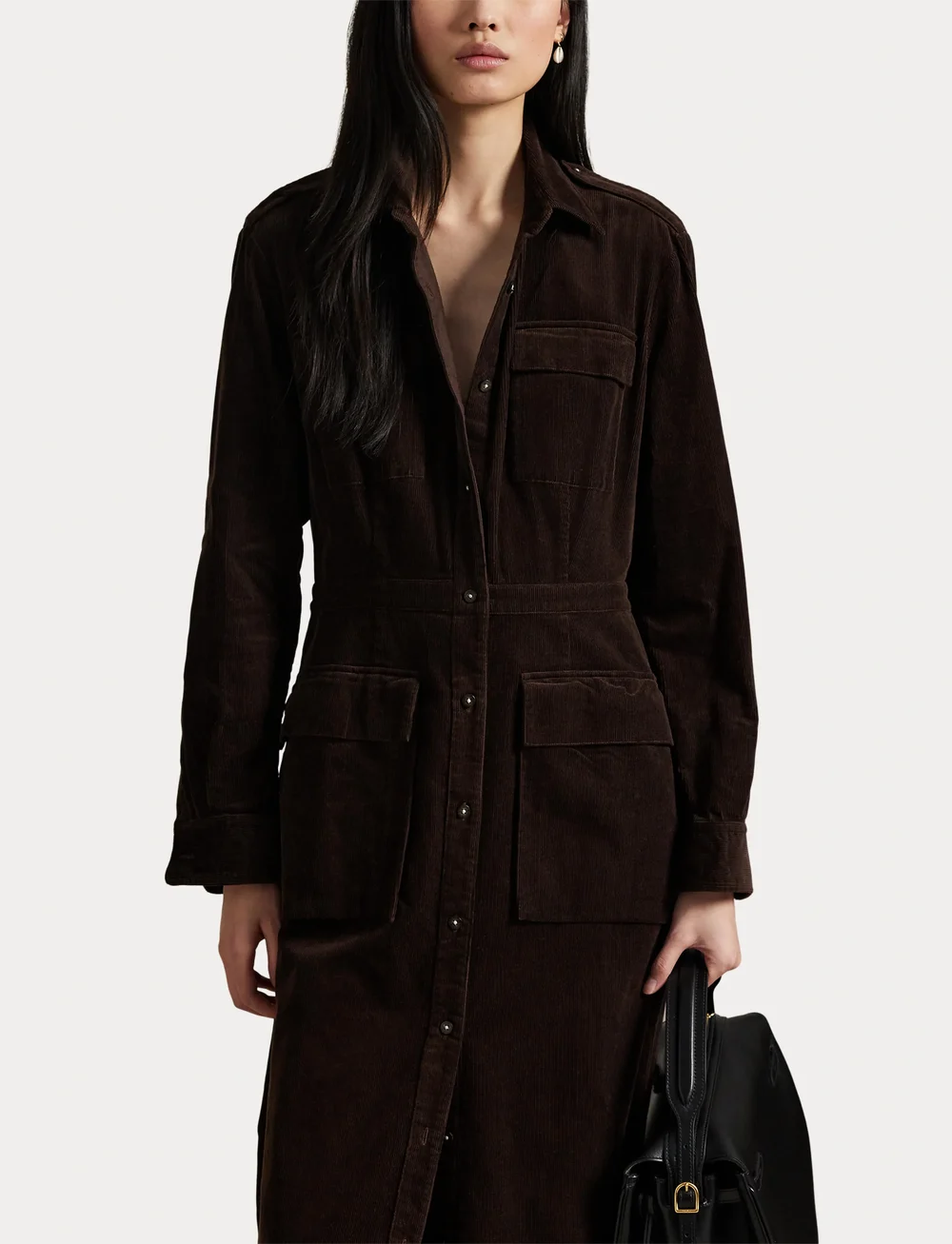 Polo Ralph Lauren - Cotton Corduroy Shirtdress - skjortekjoler - dark beech - 5