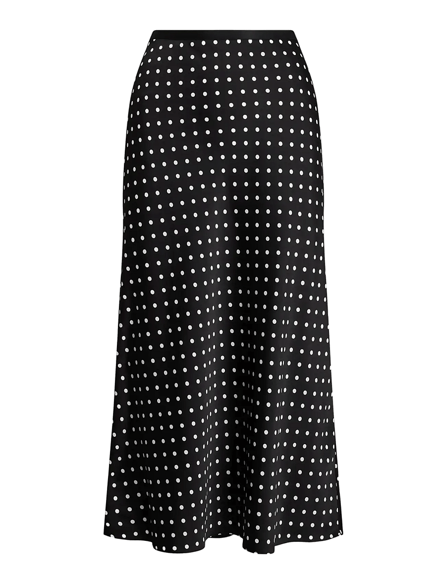 Polo Ralph Lauren - Polka-Dot Satin Skirt - jupes en satin - 1929 polka dot bl - 1