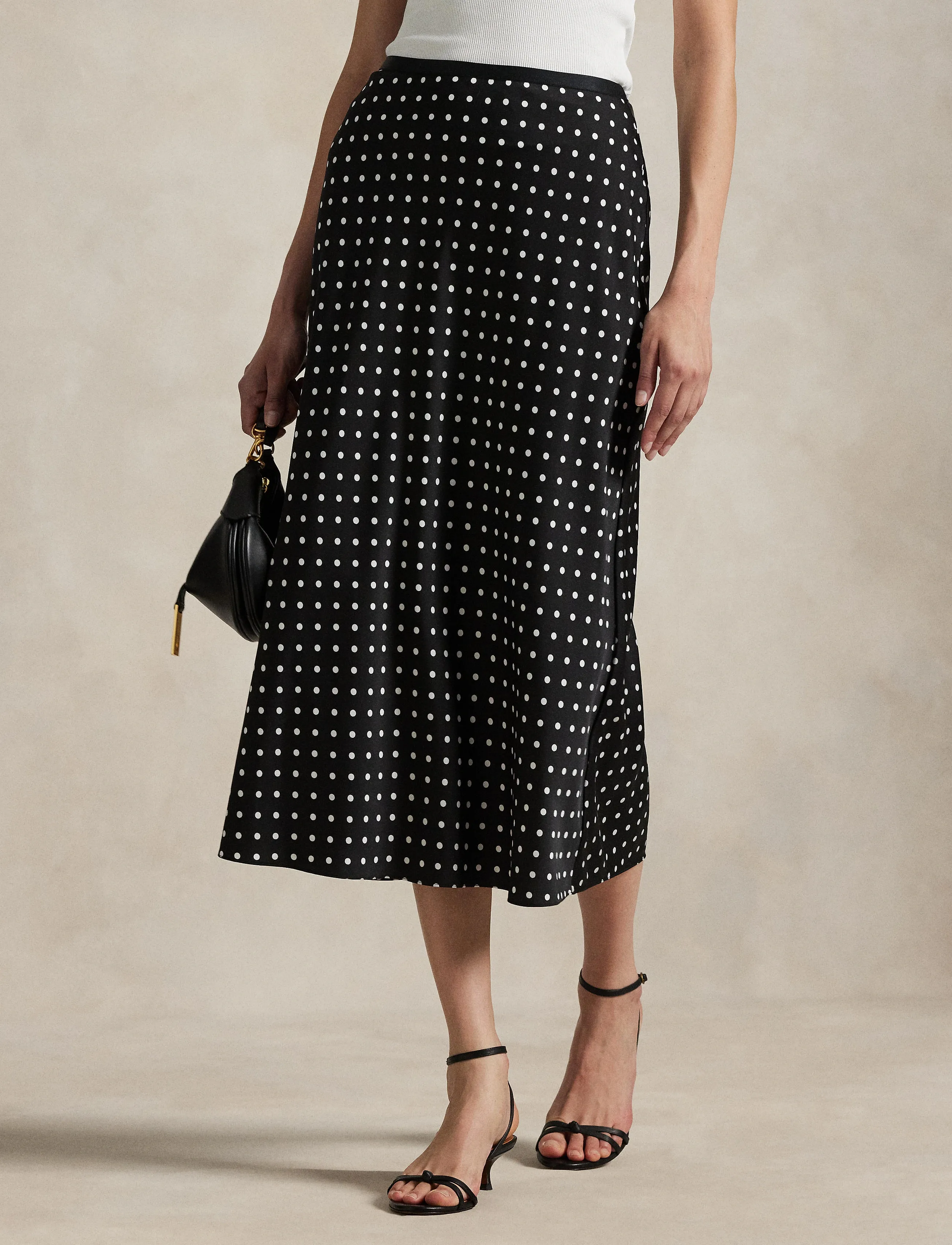 Polo Ralph Lauren Polka-Dot Satin Skirt - Röcke - 1929 POLKA DOT BL / black