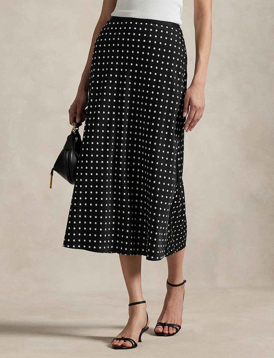 Polo Ralph Lauren - Polka-Dot Satin Skirt - jupes en satin - 1929 polka dot bl - 0