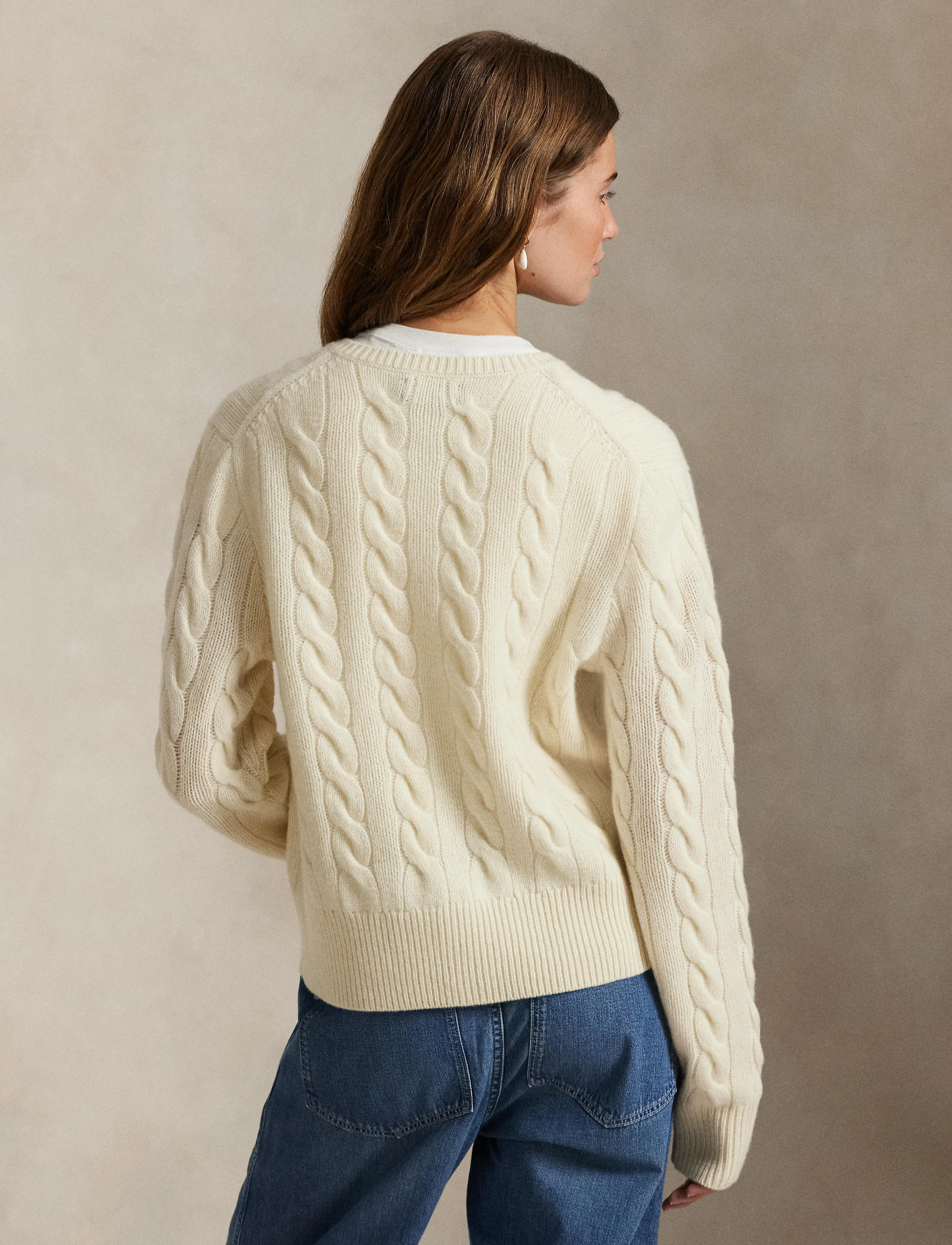 Polo Ralph Lauren - Cable-Knit Wool-Cashmere Cardigan - kashmir - authentic cream - 3