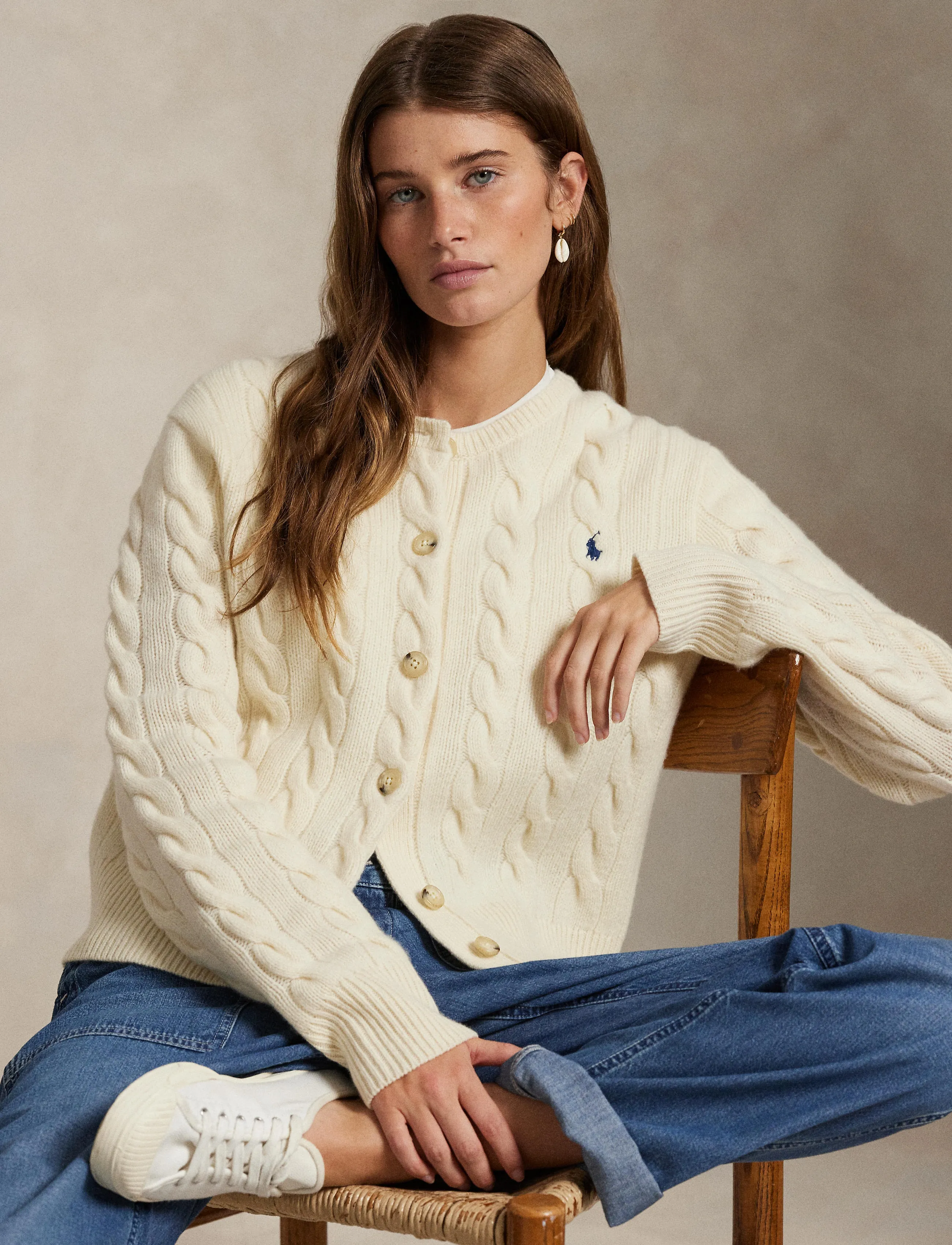 Polo Ralph Lauren - Cable-Knit Wool-Cashmere Cardigan - kashmir - authentic cream - 4