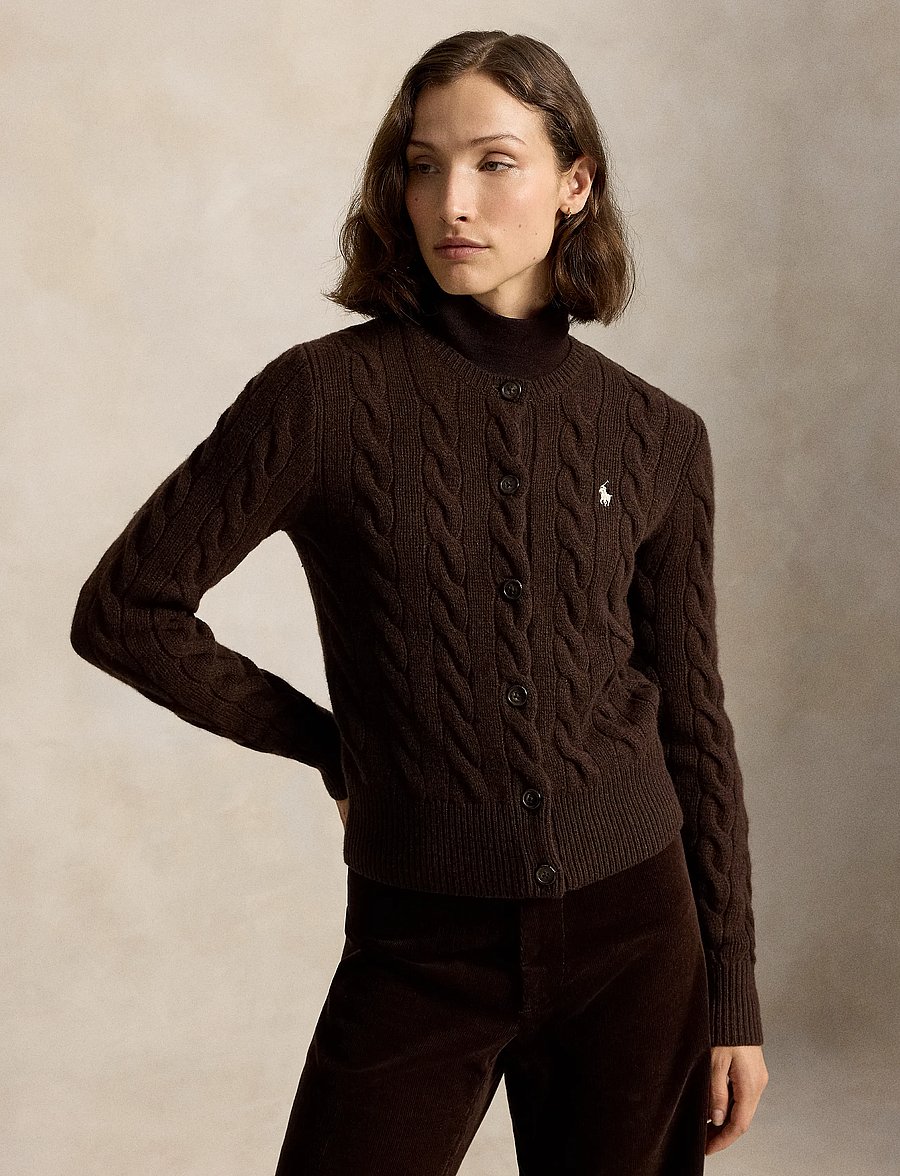 Polo Ralph Lauren - Cable-Knit Wool-Cashmere Cardigan - kashmir - cedar heather - 0