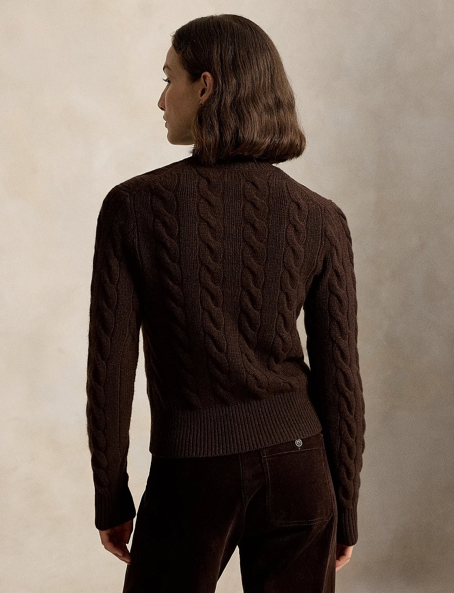 Polo Ralph Lauren - Cable-Knit Wool-Cashmere Cardigan - kashmir - cedar heather - 2