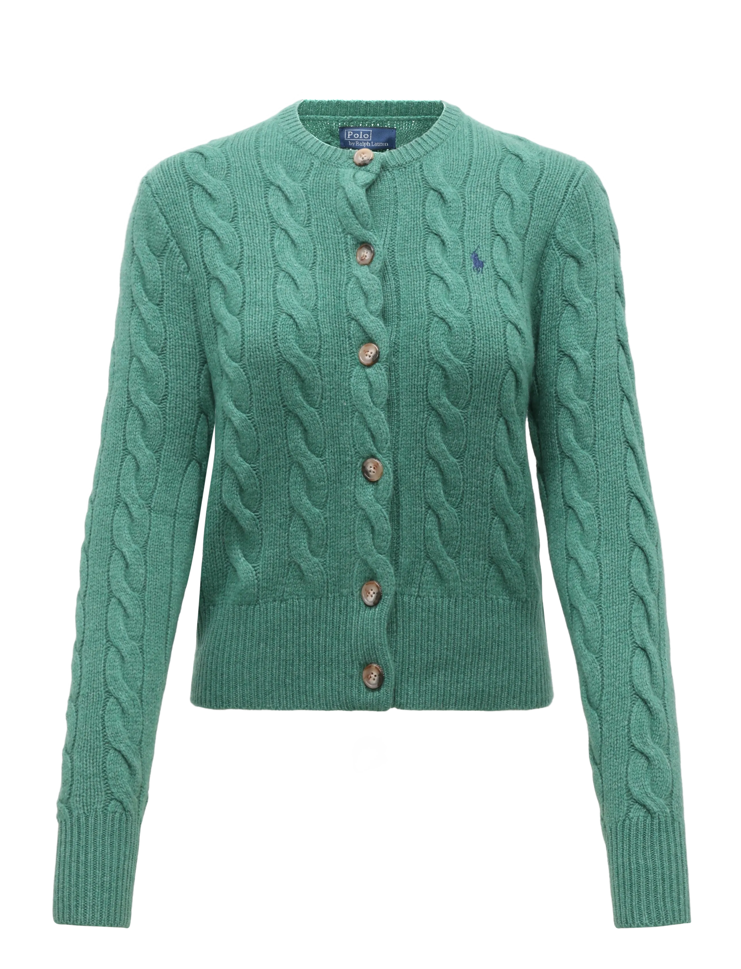 Polo Ralph Lauren - Cable-Knit Wool-Cashmere Cardigan - cashmere - clover green heat - 1