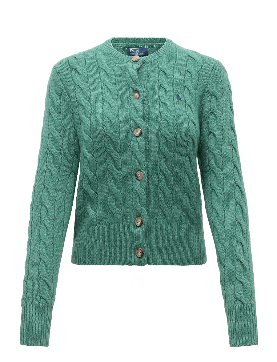 Polo Ralph Lauren - Cable-Knit Wool-Cashmere Cardigan - cashmere - clover green heat - 1