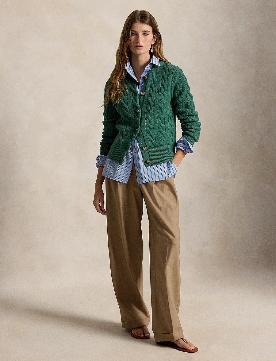 Polo Ralph Lauren - Cable-Knit Wool-Cashmere Cardigan - cashmere - clover green heat - 0